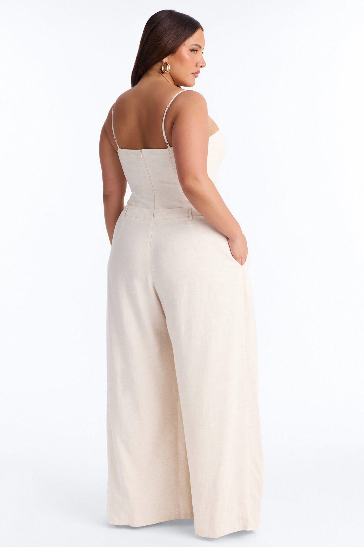 Amara Linen Wide Leg Jumpsuit - Oatmeal