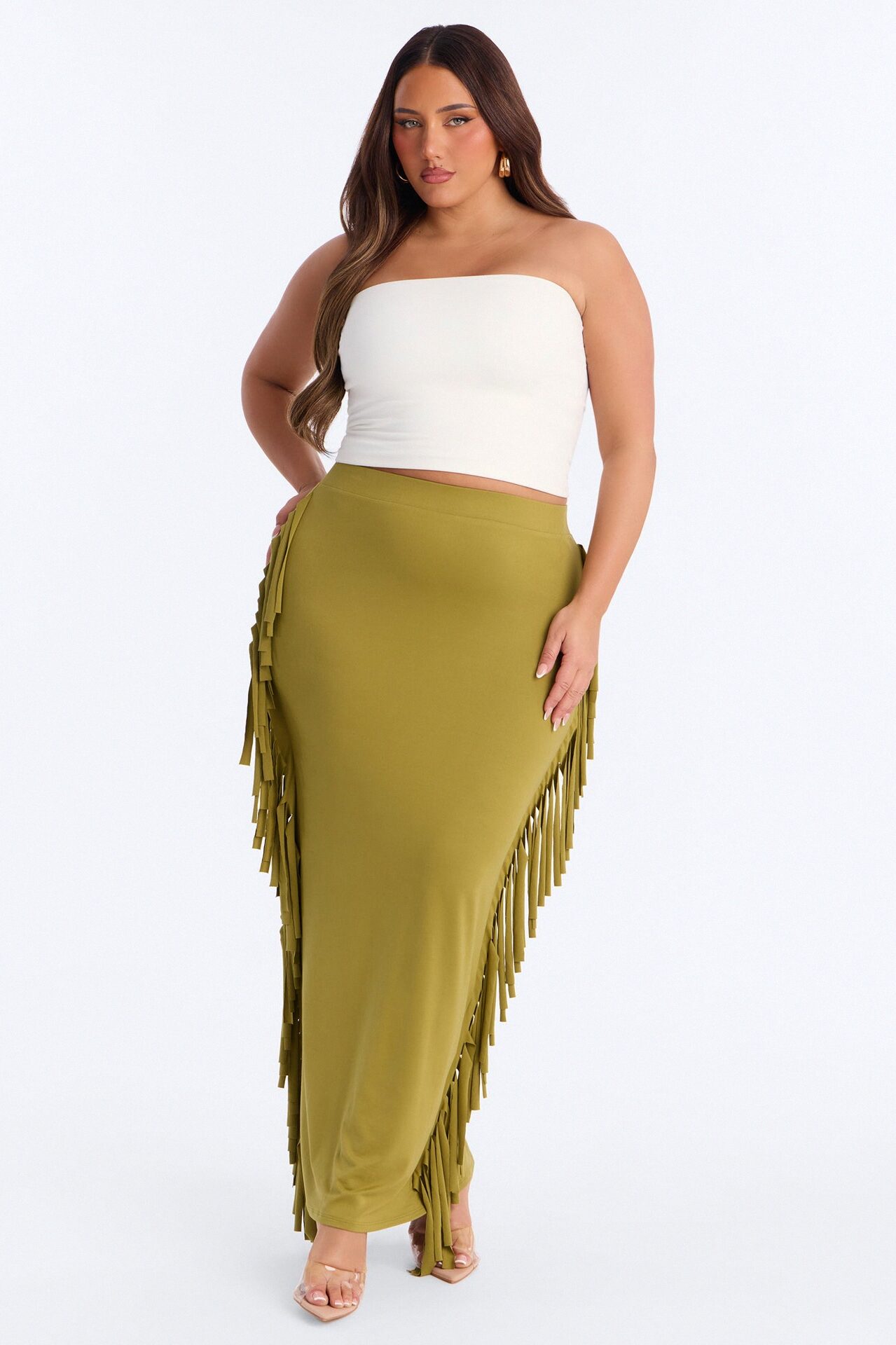 Going Places Fringe Maxi Skirt - Green
