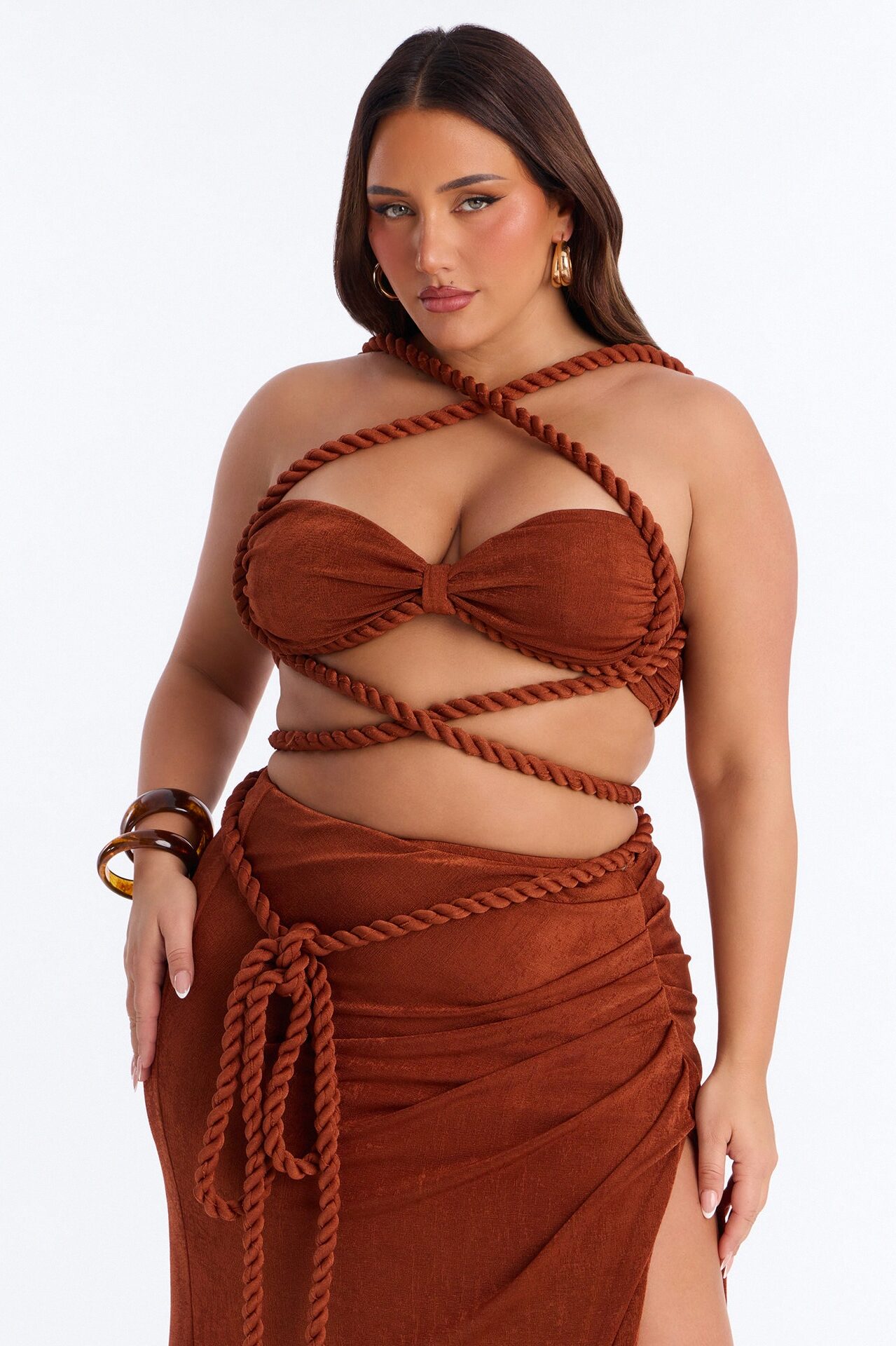 Tied To You Maxi Skirt Set - Rust