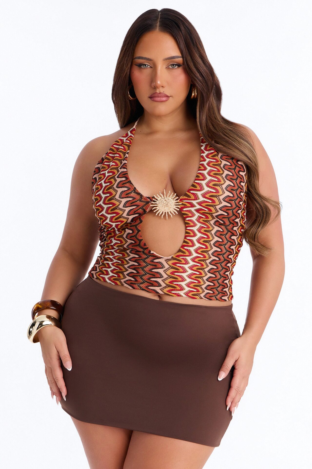 Under The Sun Hardware Halter Top - MultiColor