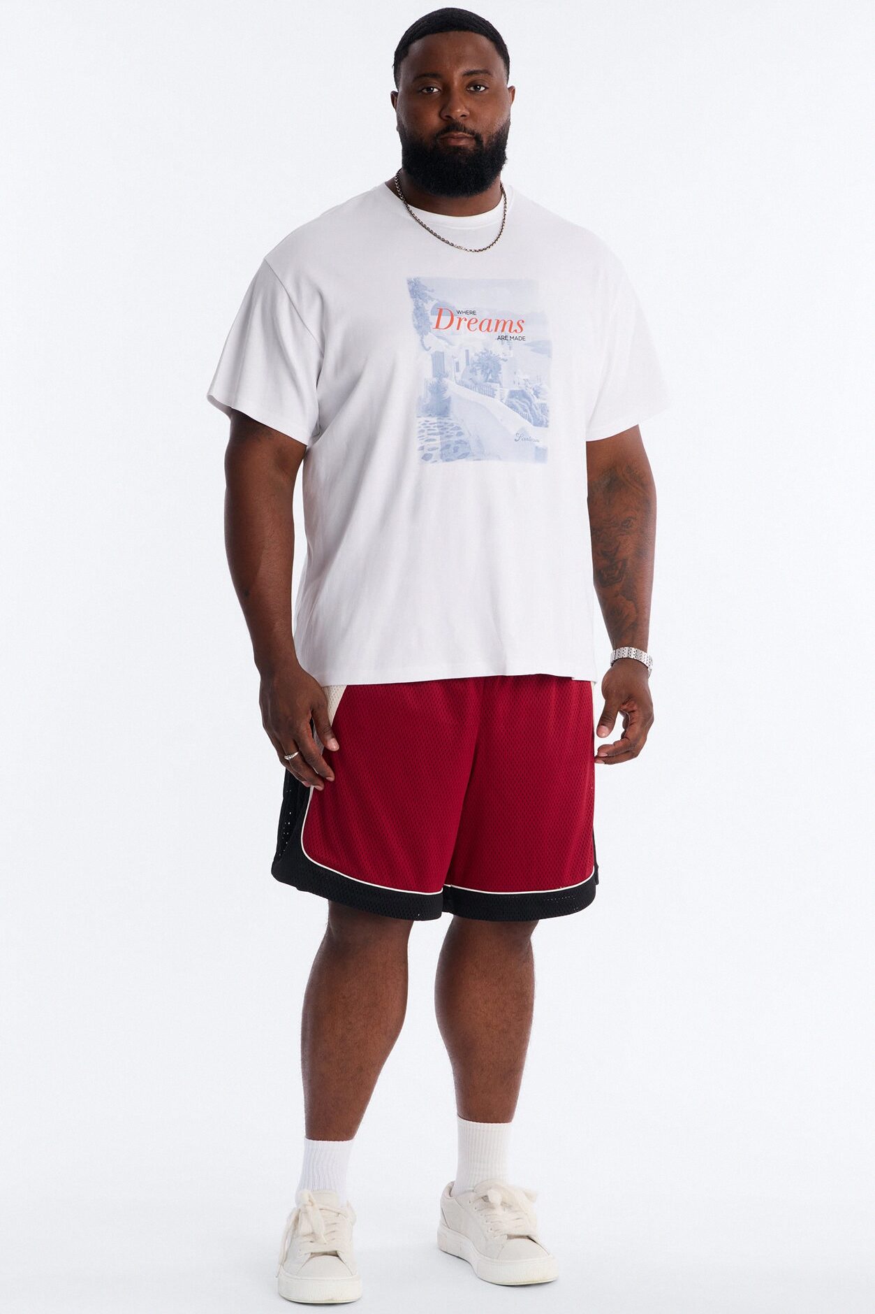 Marcello Relaxed Mesh Short - Red/combo
