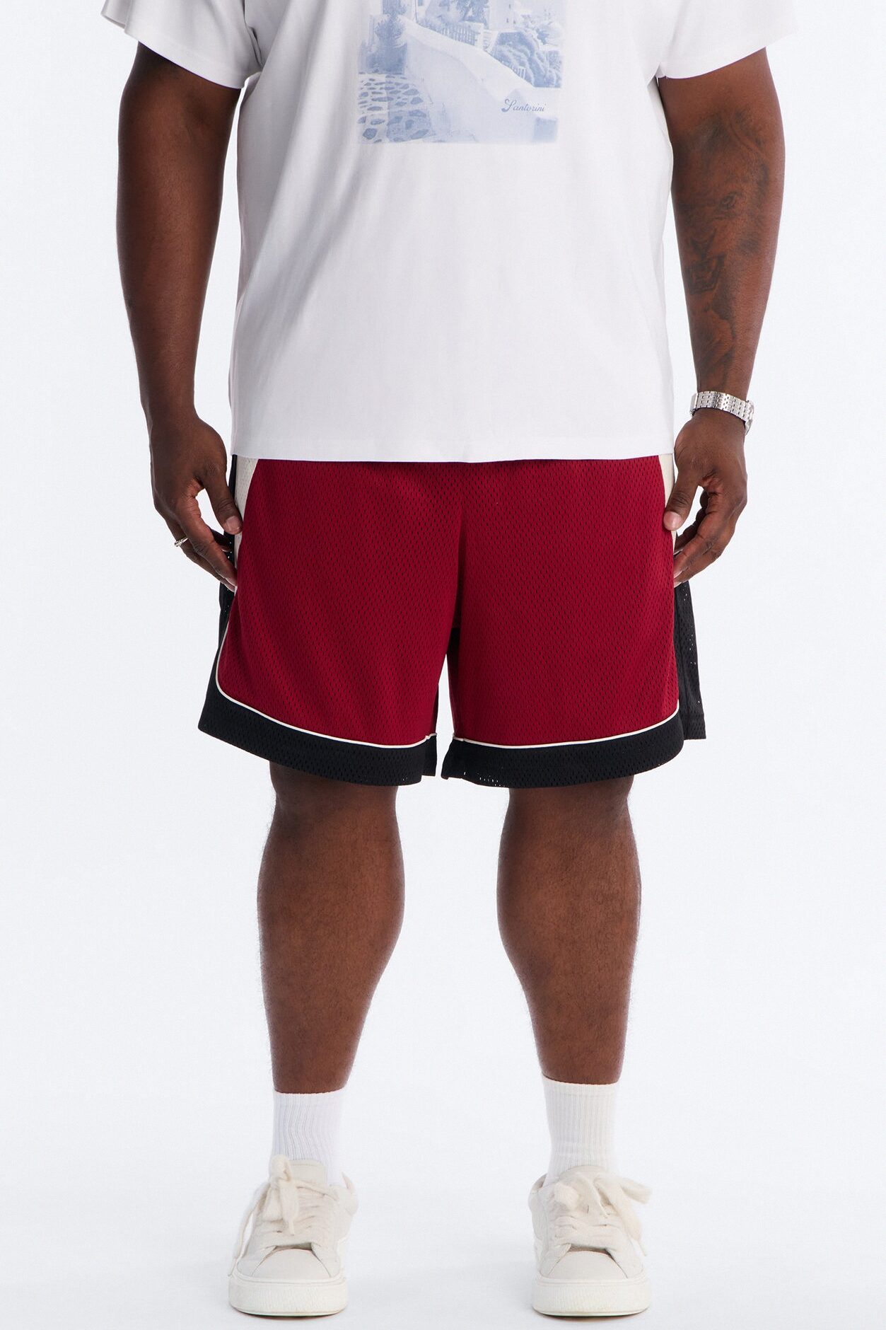 Marcello Relaxed Mesh Short - Red/combo