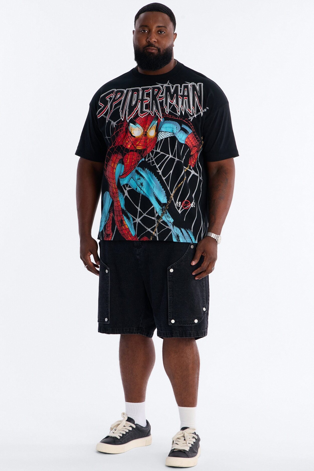 Marvel Spiderman Heavy Weight Boxy Short Sleeve Tee - Black