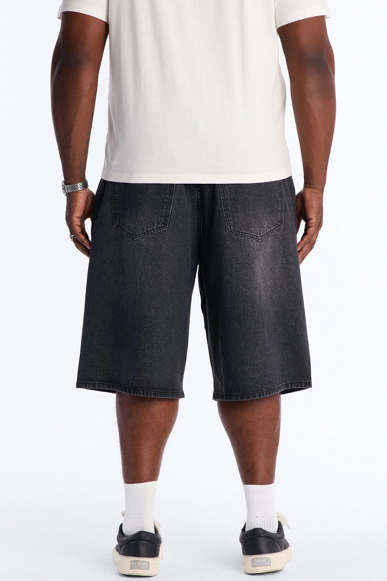 Baggy Black Widow Jeweled Denim Short - Black Wash