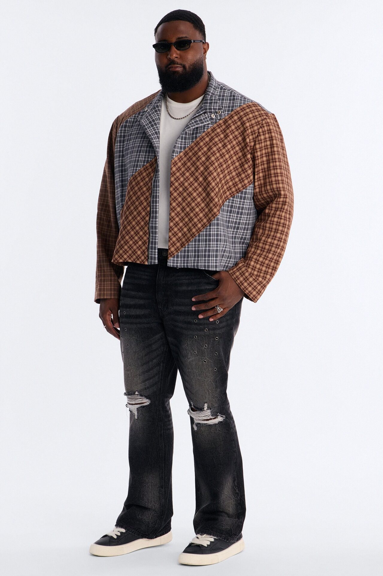 Stacked Slim Flare Looking Out Distressed Grommet Jean - Black Wash