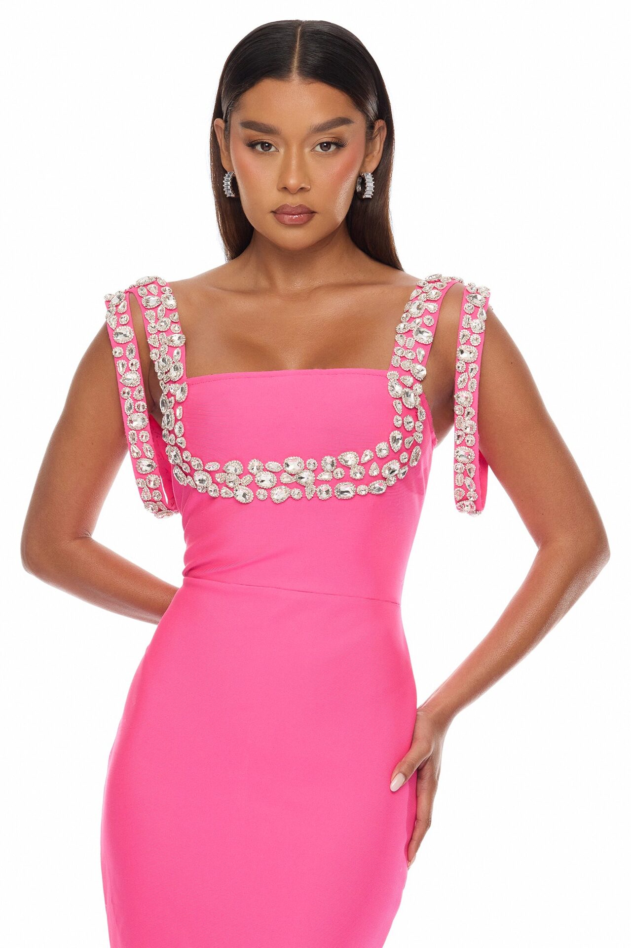 Masie Bandage Gown - Hot Pink