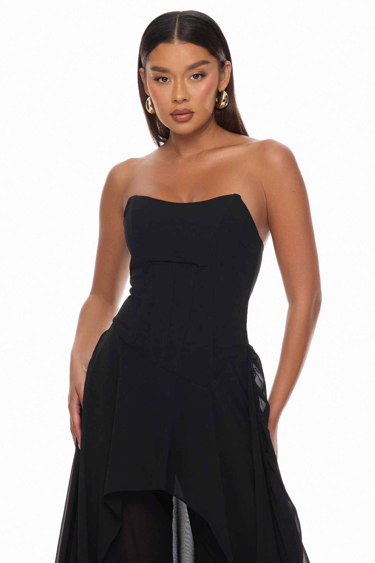 Sweet Talk Draped Chiffon Pant Set - Black