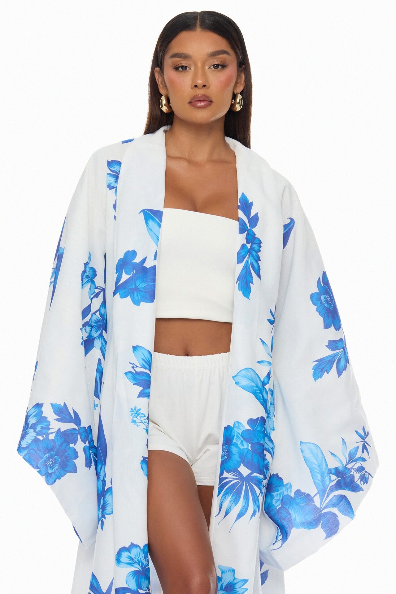 In The Cabana Kimono Maxi Dress - Blue/combo