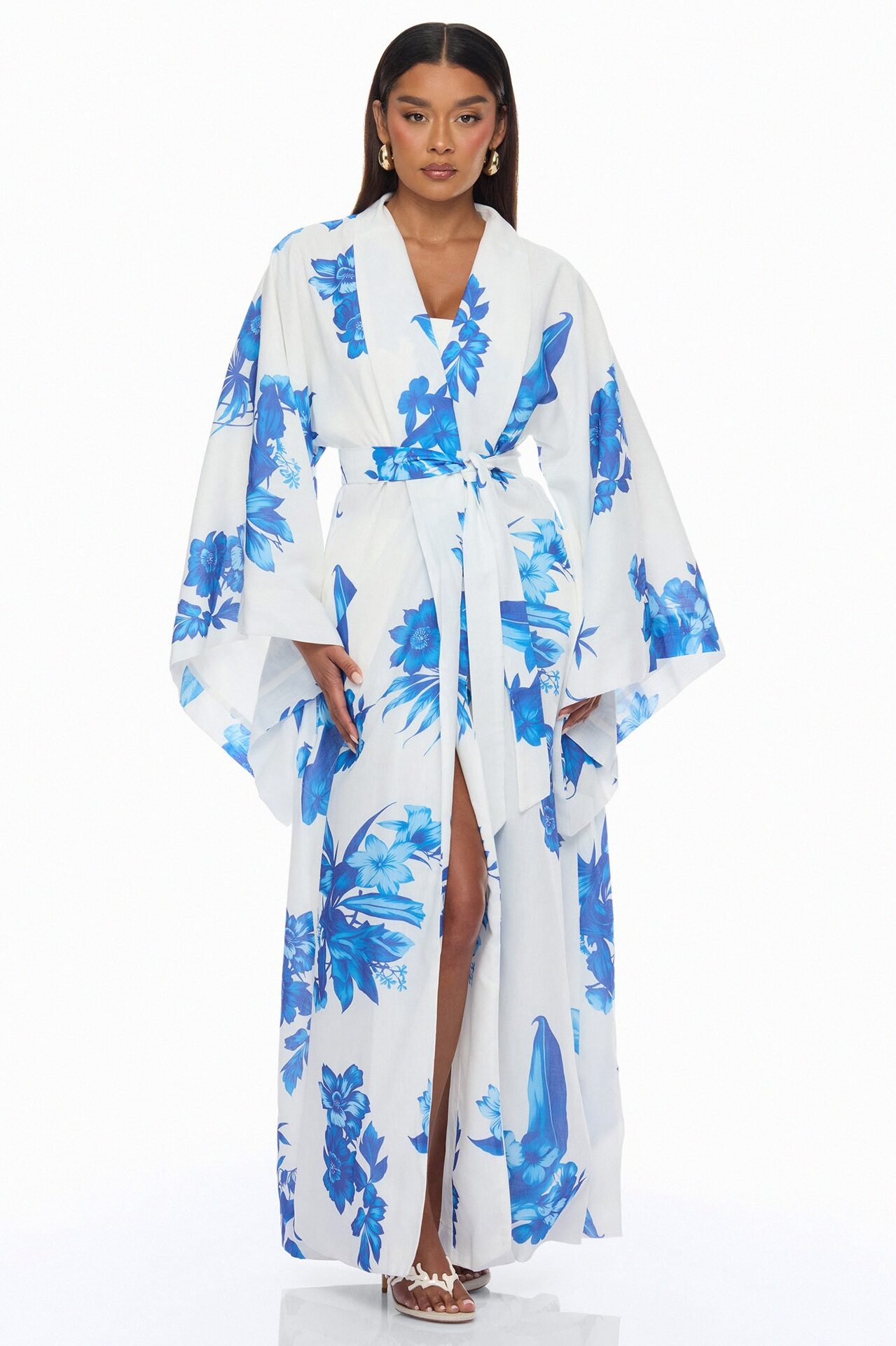 In The Cabana Kimono Maxi Dress - Blue/combo