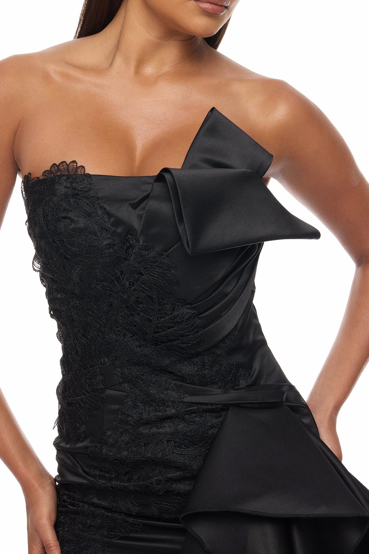 Total Drama Ruffle Drape Mini Dress - Black