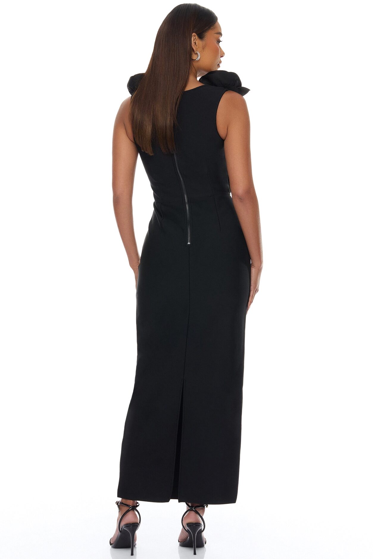 Rosalia Rosette Bandage Maxi Dress - Black