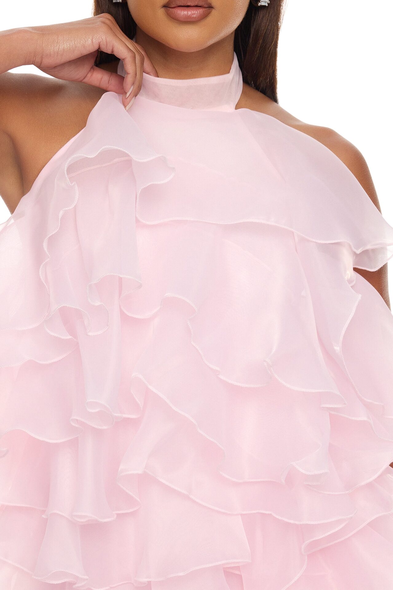 In The Clouds Ruffle Mini Dress - Light Pink