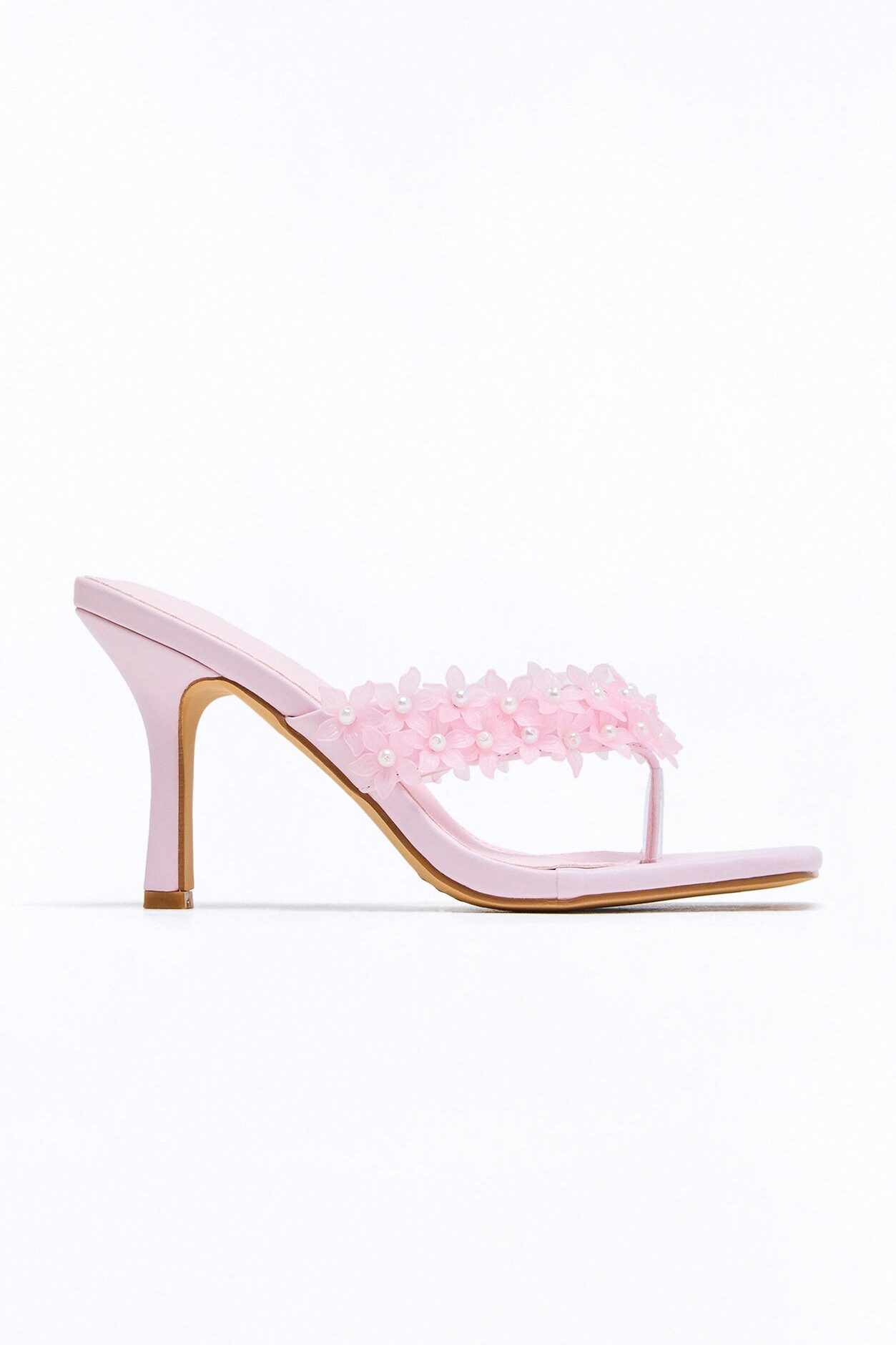 Spring Social Flower Thong Heels - Pink