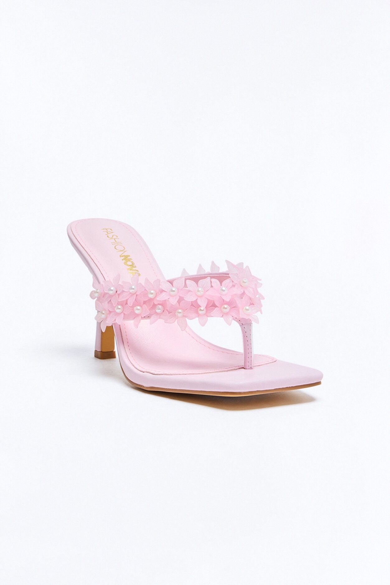 Spring Social Flower Thong Heels - Pink