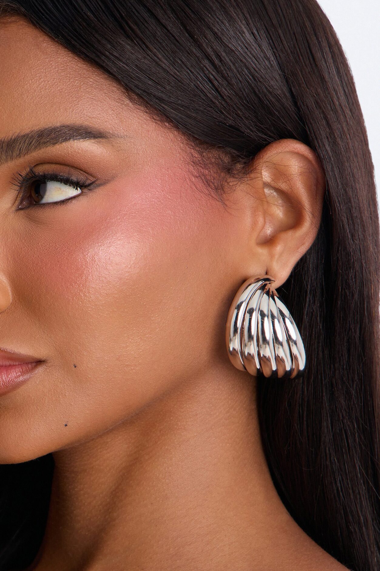 Stacked Halo Hoop Earrings - Silver