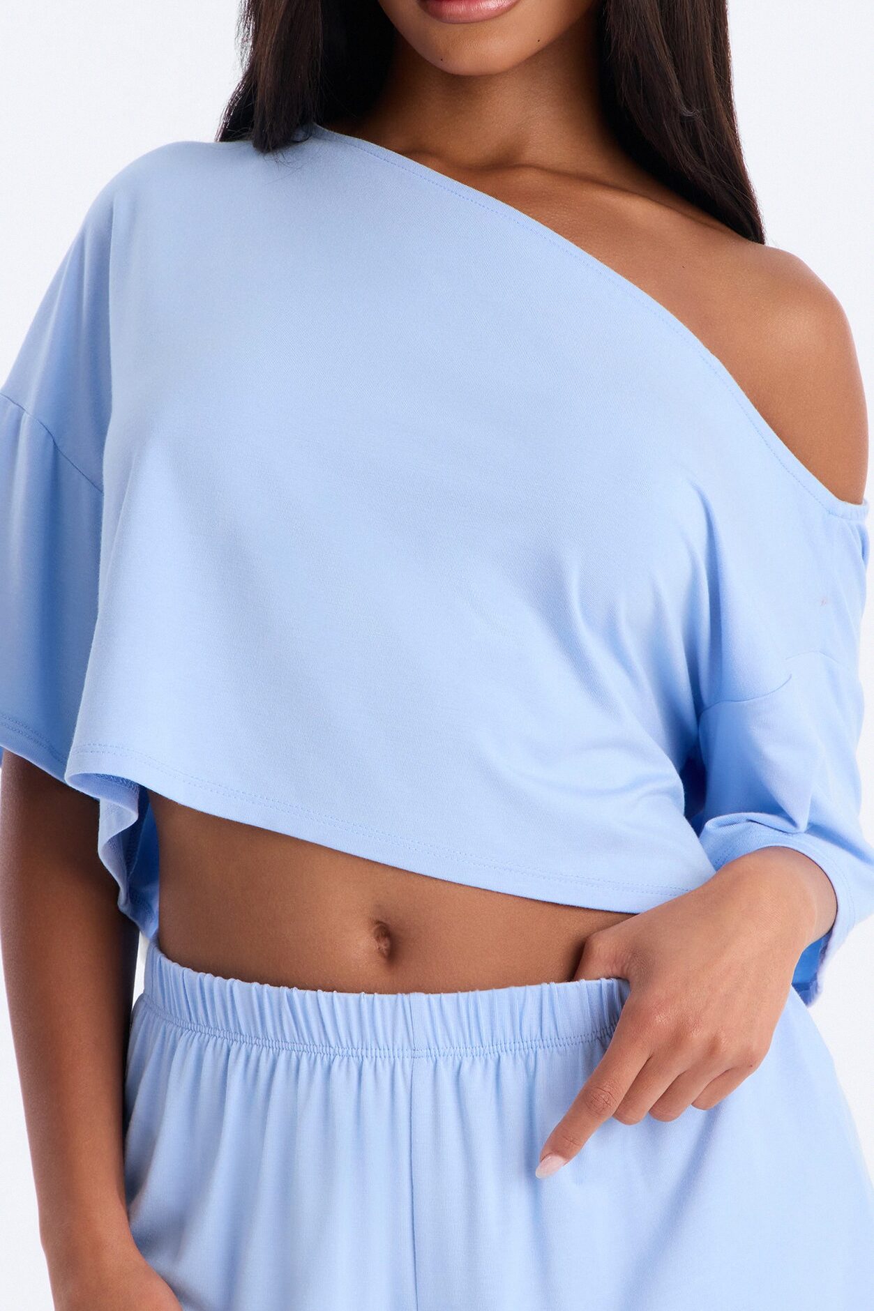 Bailey Off Shoulder Short Set - Light Blue