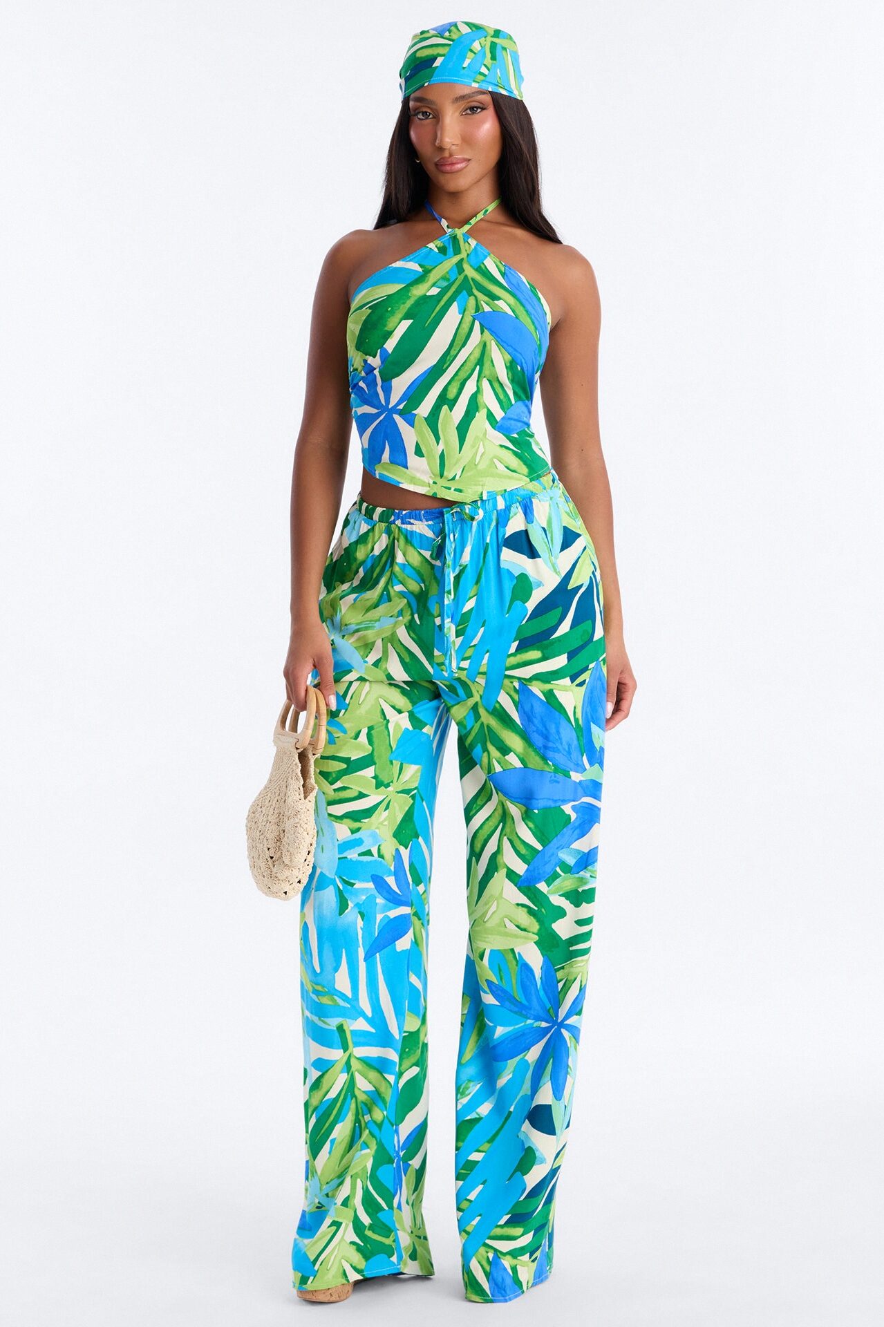 Cali Floral 3 Piece Pant Set - Blue/combo