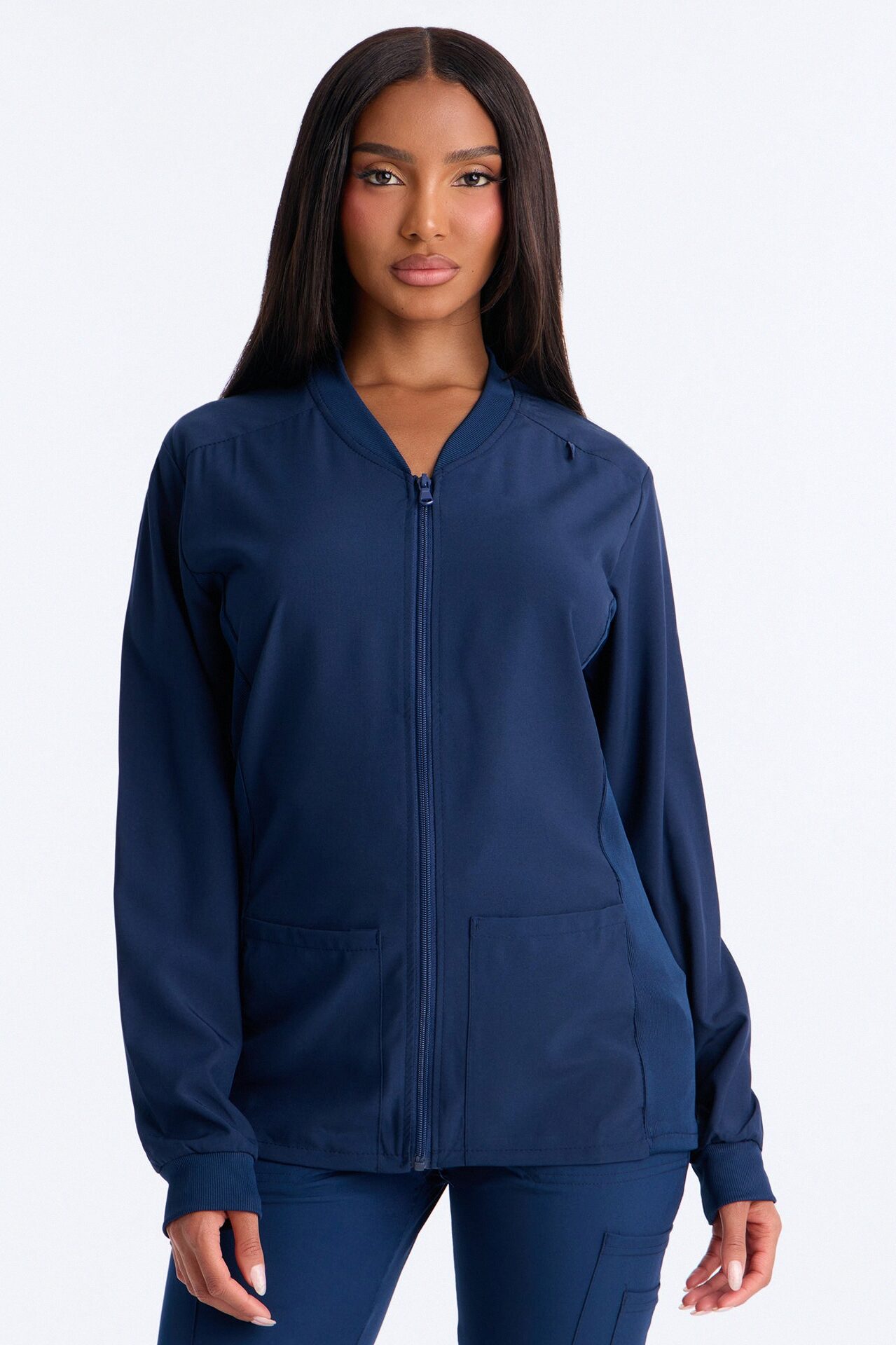 Take Care 4 Way Stretch Scrub Uniform Jacket - Navy