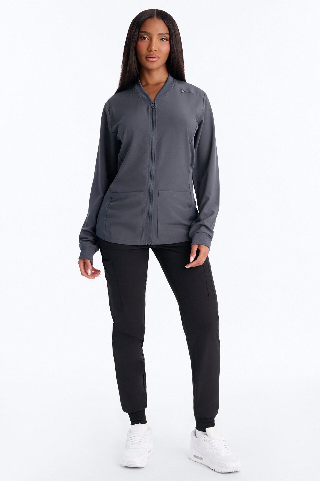 Take Care 4 Way Stretch Scrub Uniform Jacket - Charcoal