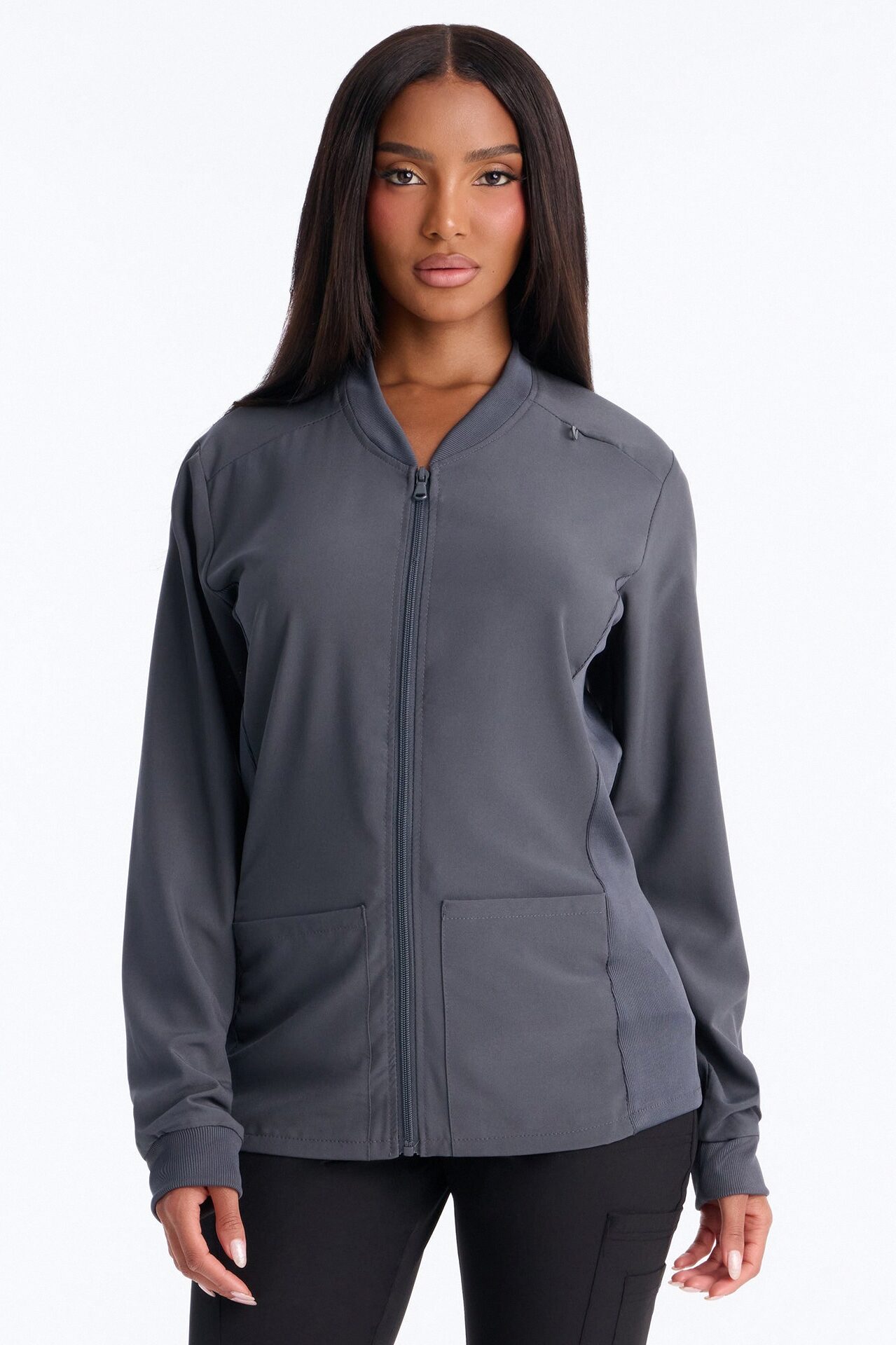 Take Care 4 Way Stretch Scrub Uniform Jacket - Charcoal