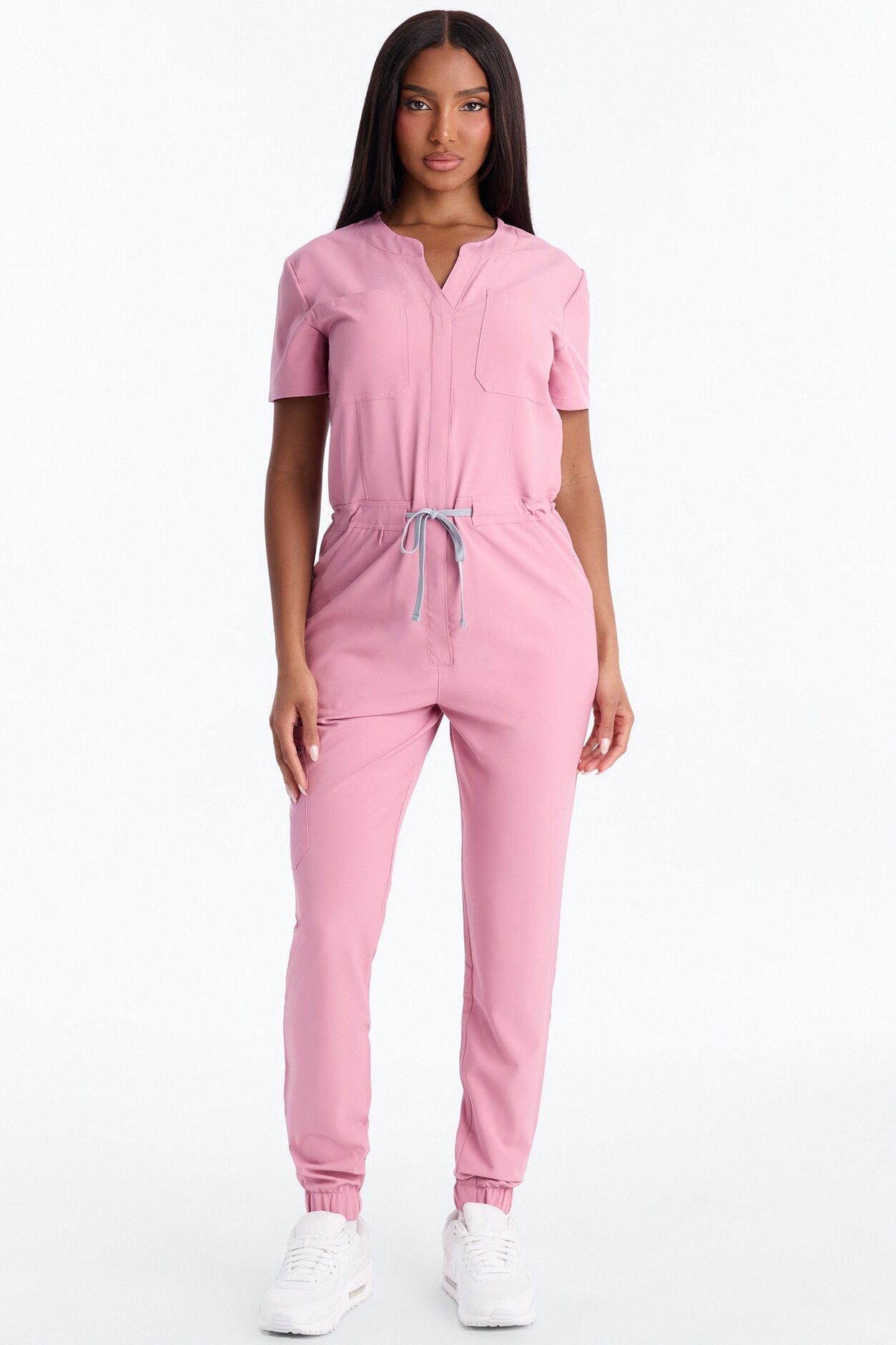 Prime Care Belted Uniform Scrub Jumpsuit - Mauve