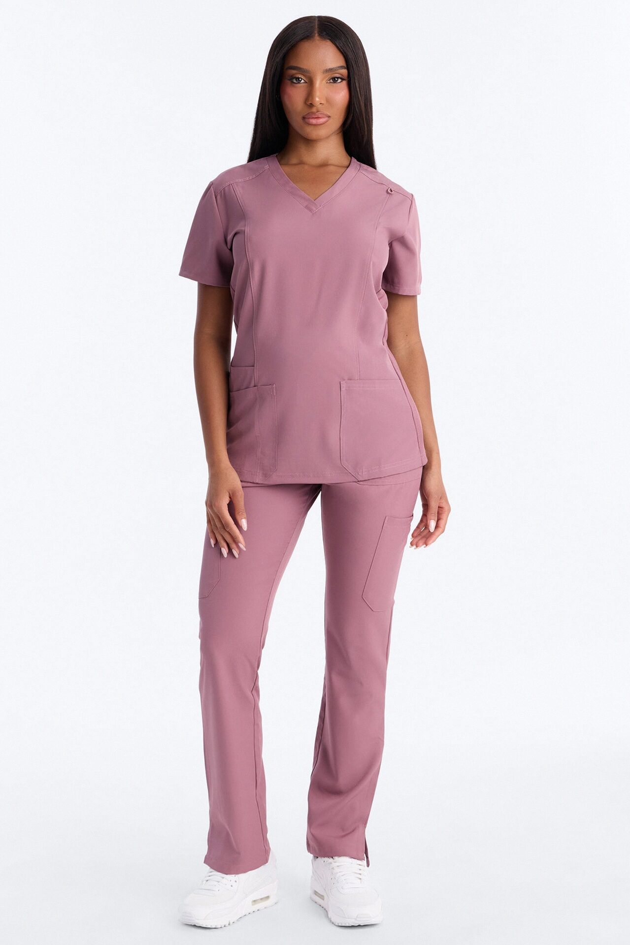 Prime Practice Sporty Open Leg Uniform Scrub Set - Mauve