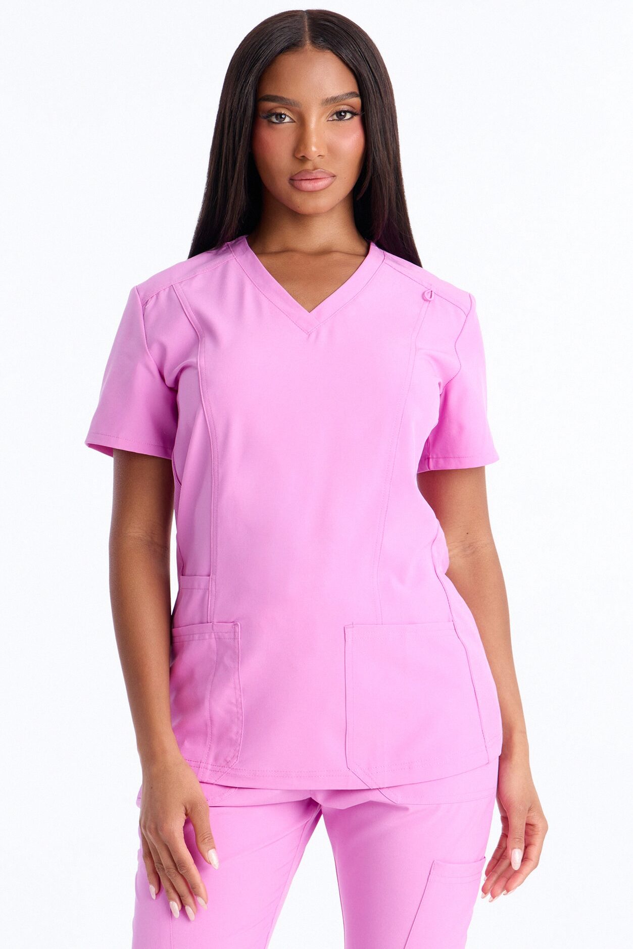 Prime Practice Sporty Open Leg Uniform Scrub Set - Pink
