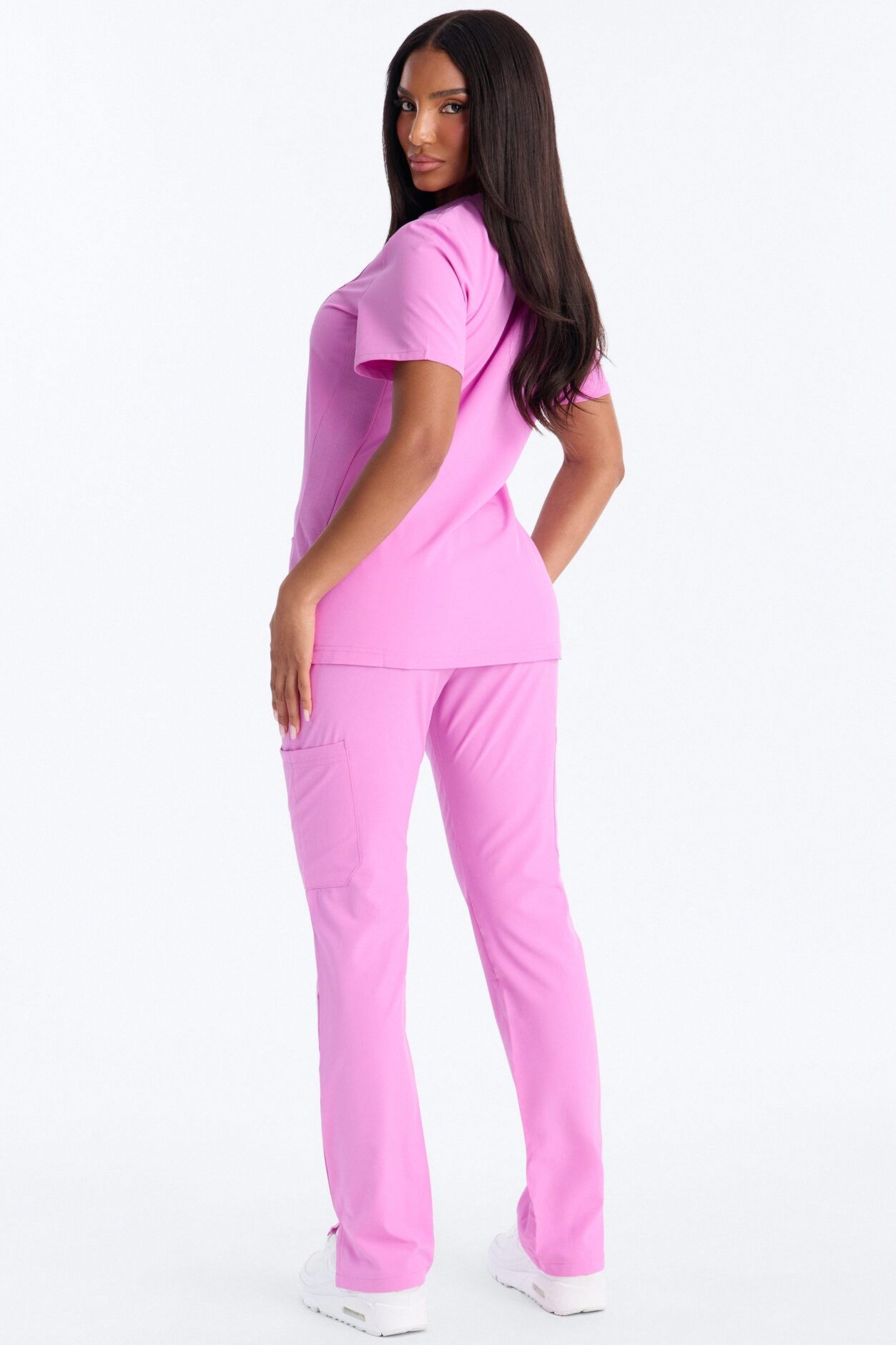Prime Practice Sporty Open Leg Uniform Scrub Set - Pink