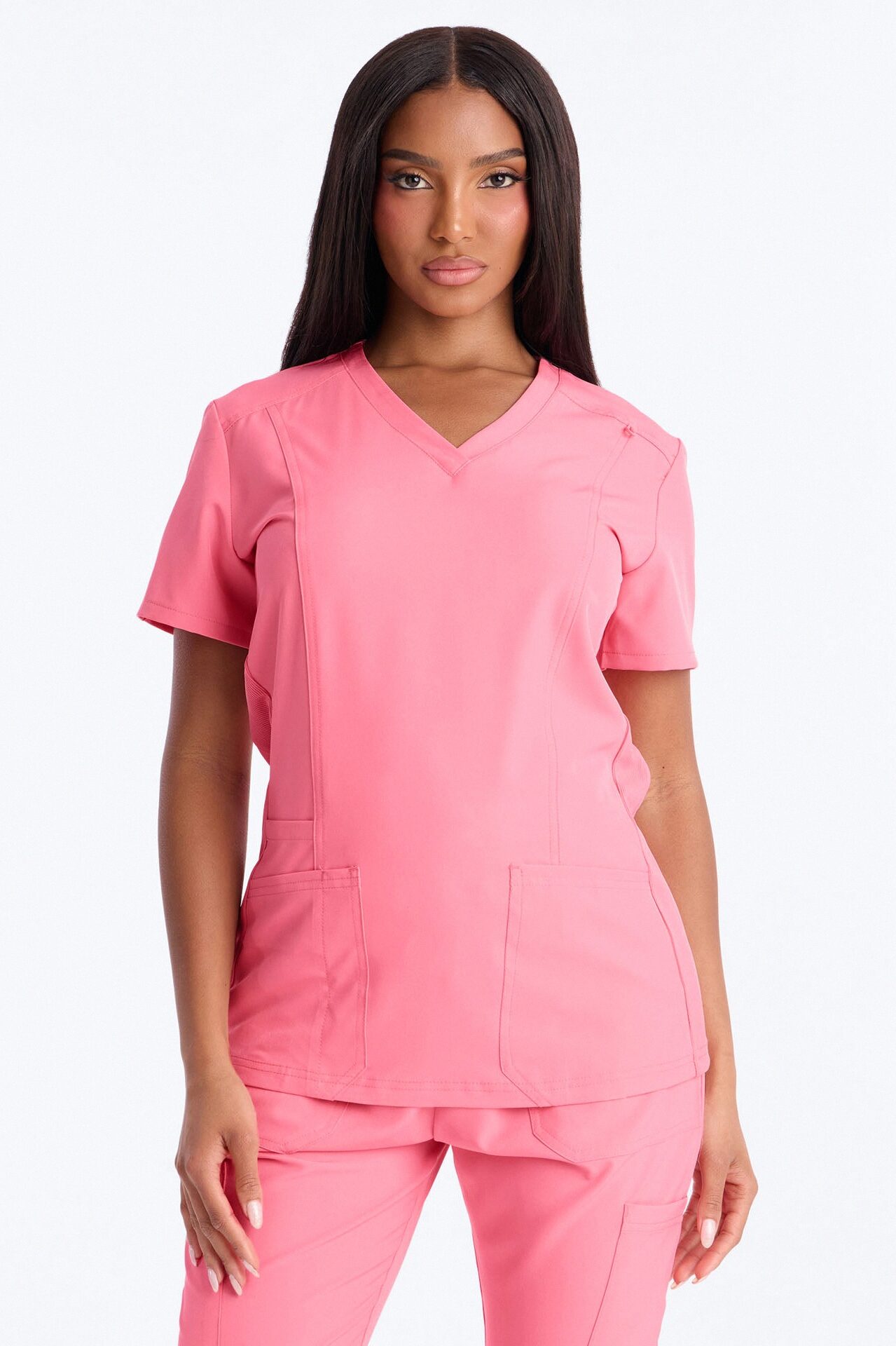 Prime Practice Sporty Open Leg Uniform Scrub Set - Peach