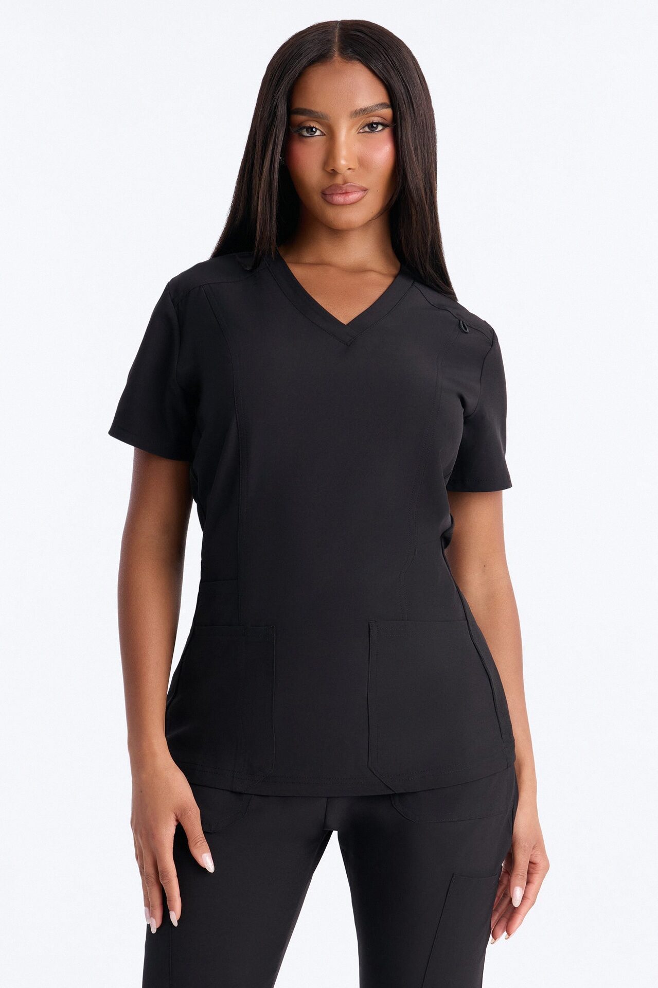 Prime Practice Sporty Open Leg Uniform Scrub Set - Black