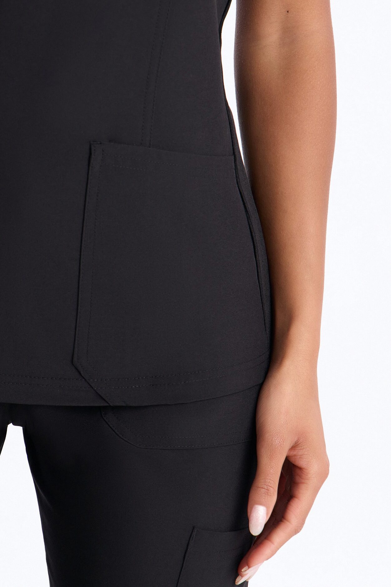 Prime Practice Sporty Open Leg Uniform Scrub Set - Black