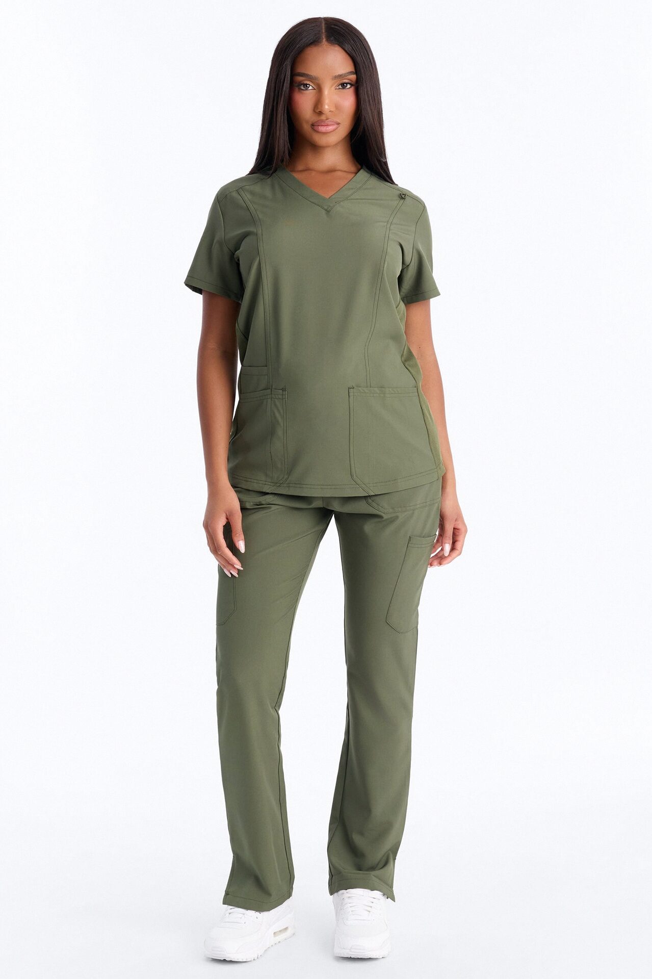 Prime Practice Sporty Open Leg Uniform Scrub Set - Olive