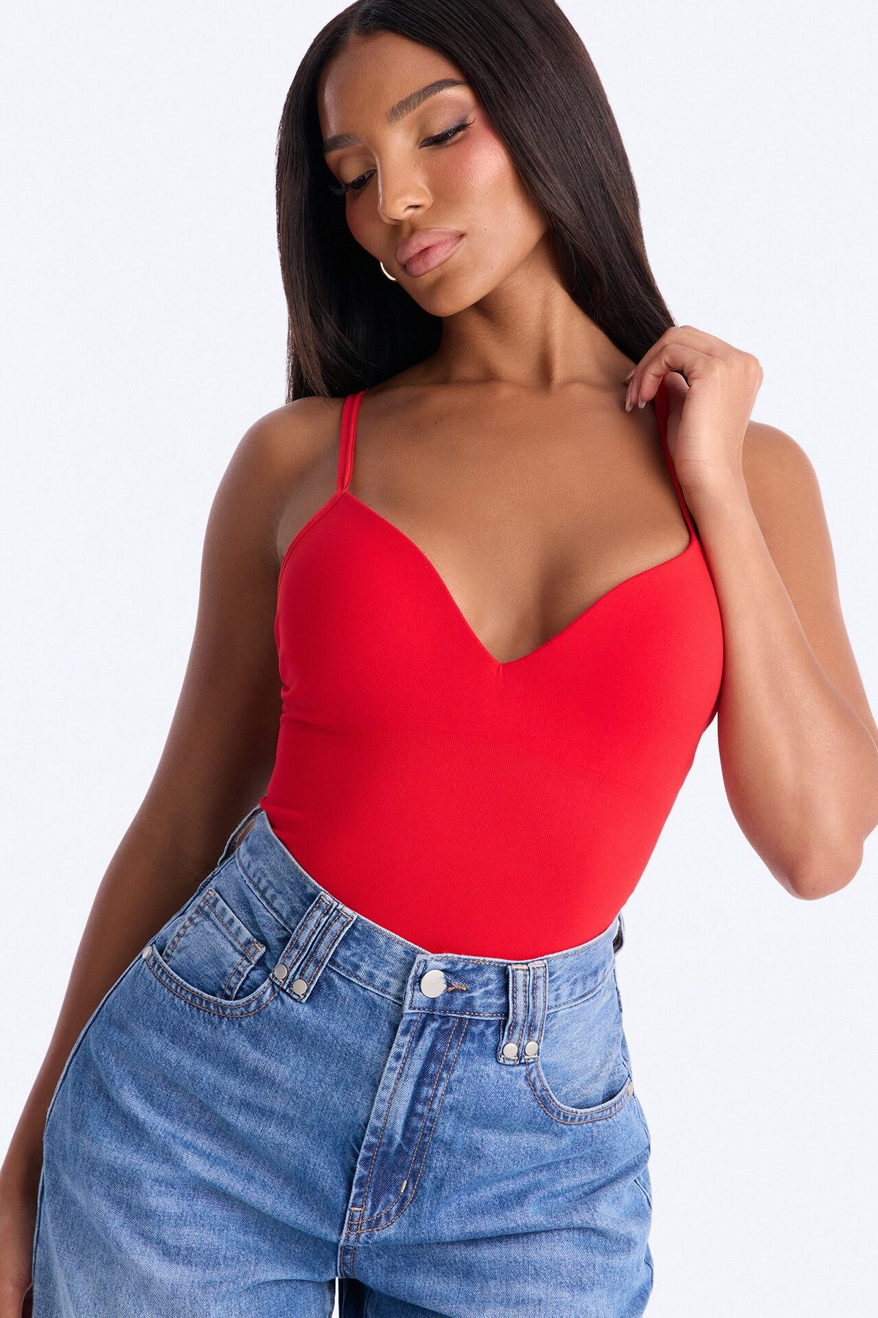 Serenity Sculpted Seamless Bodysuit - Red