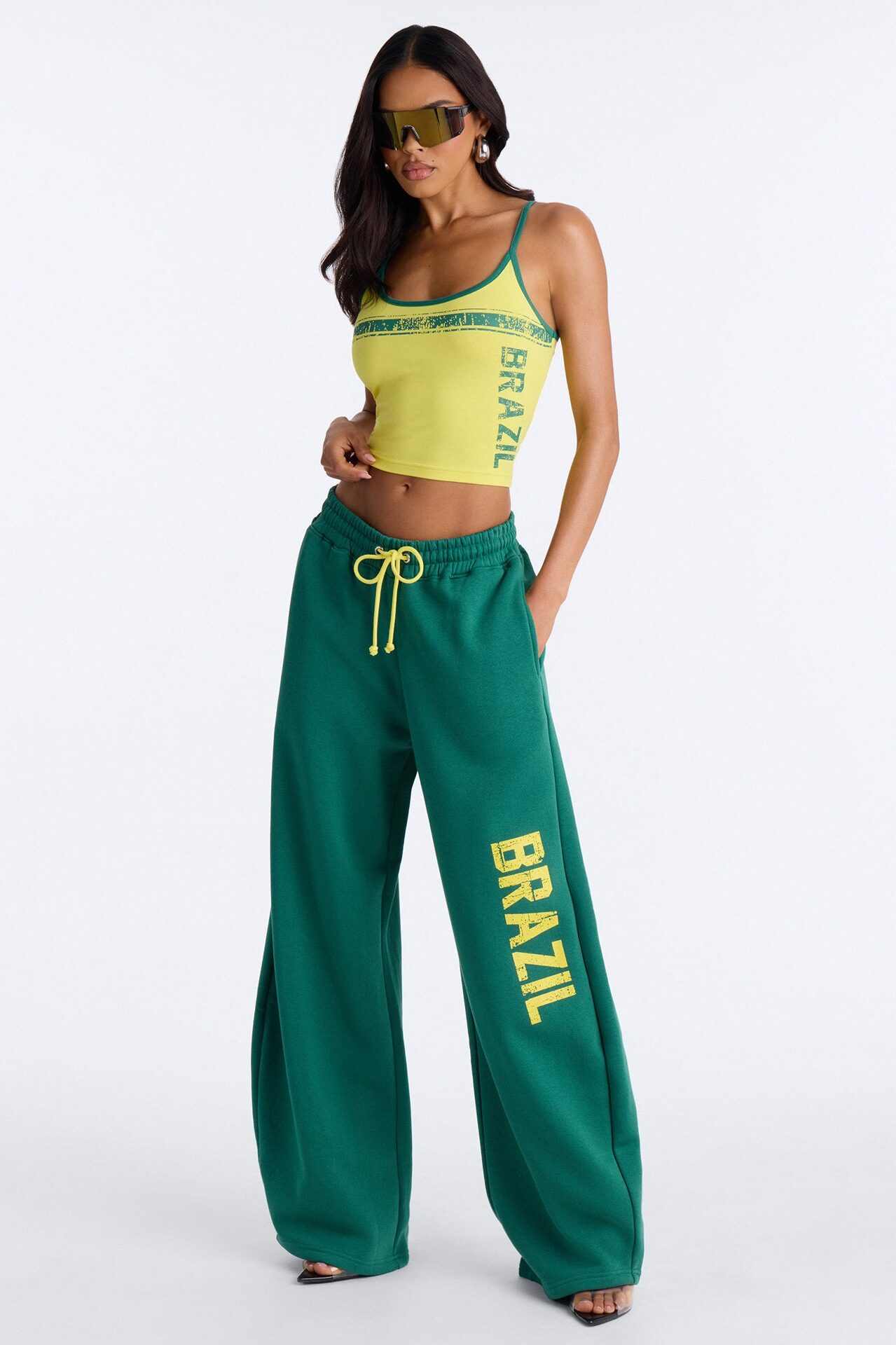 Go Brazil Fleece Barrel Pant Set - Green/combo
