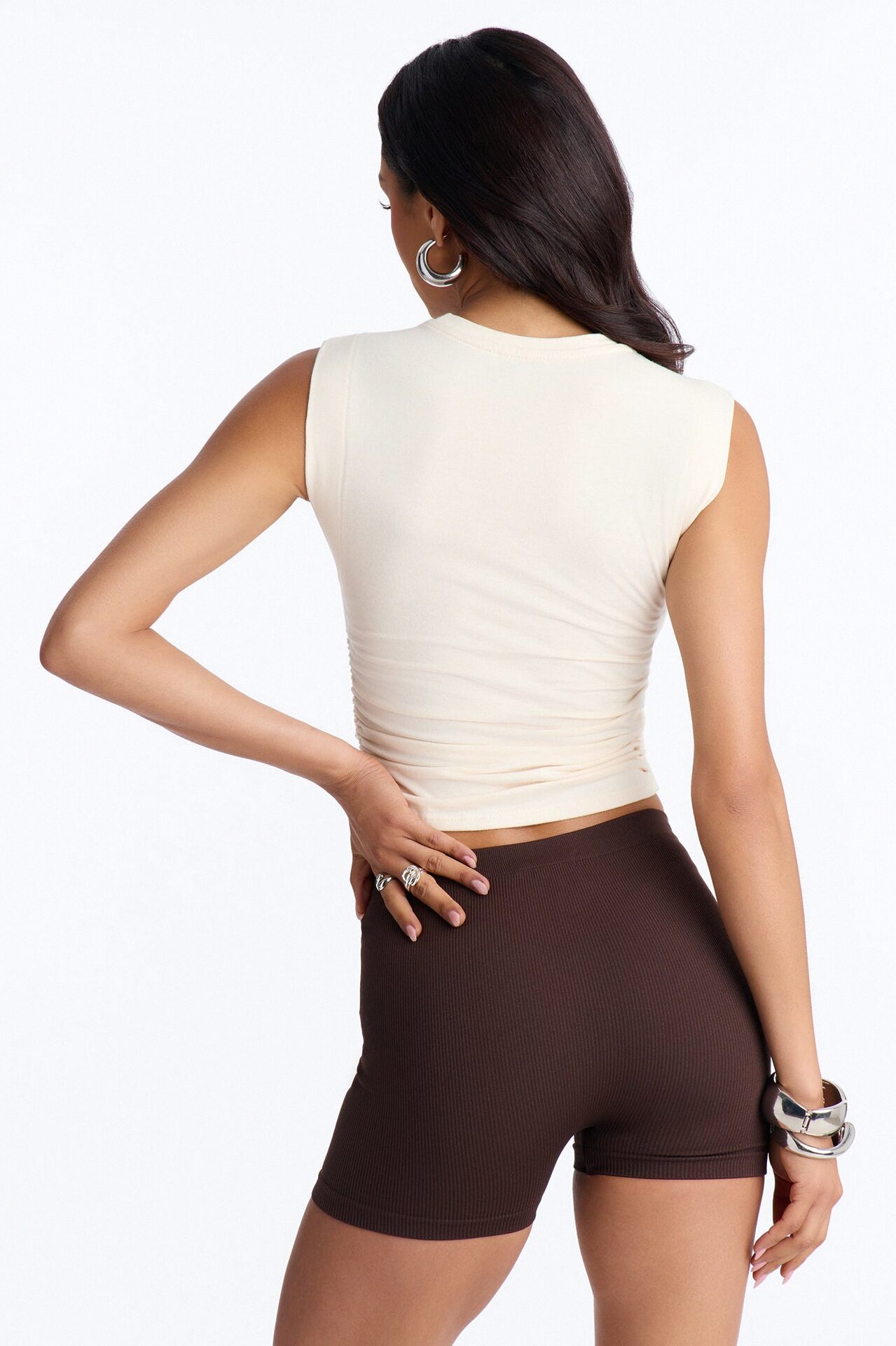 Mexico Cinched Side Fitted Muscle Tank - Cream
