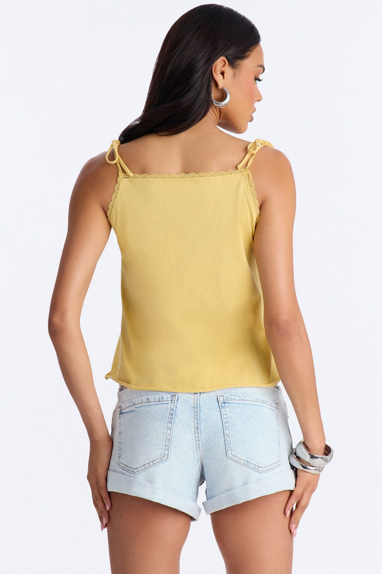 Brazil Tie Strap Tank With Tie Front - Yellow