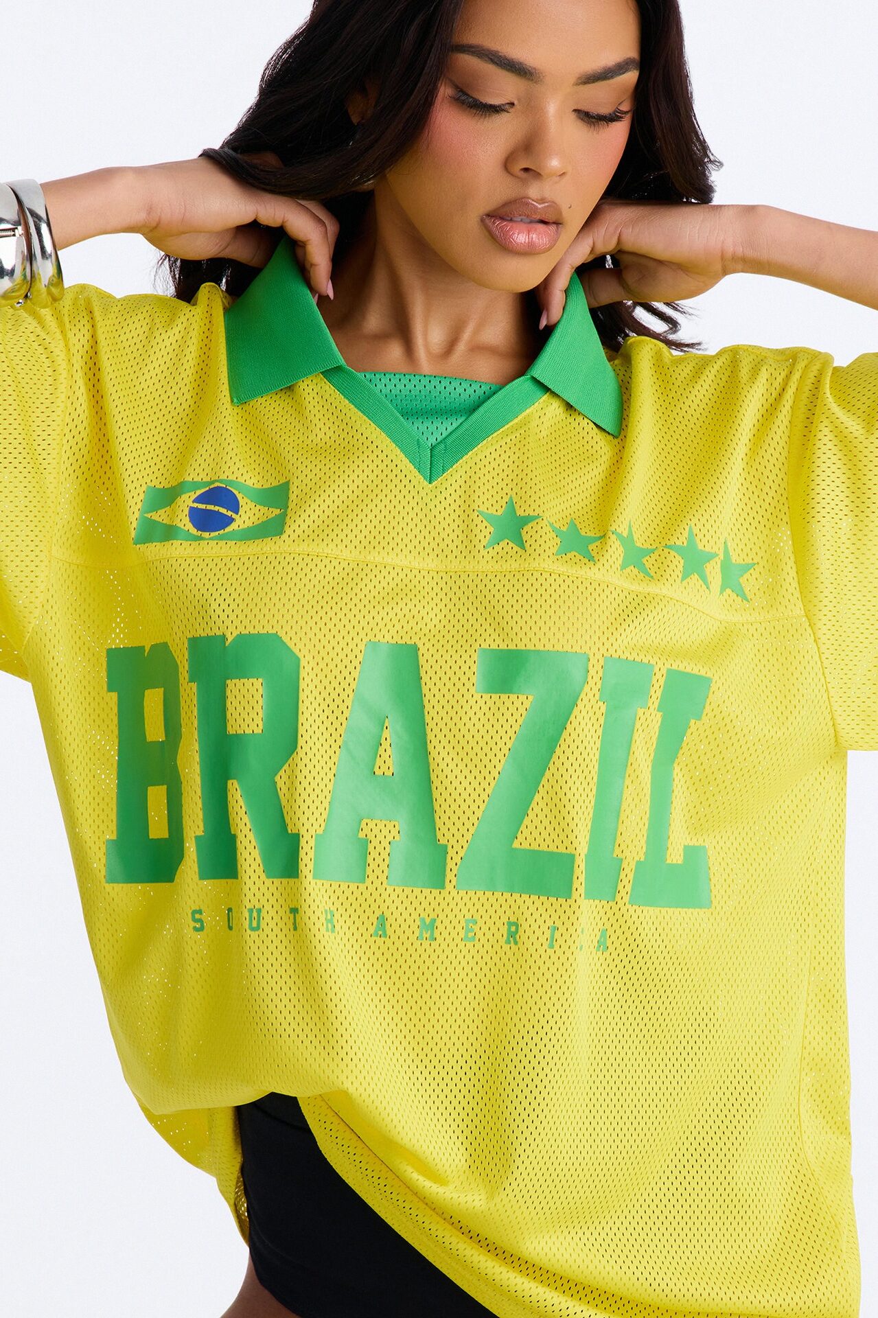 Brazil Mesh Collar Jersey - Yellow