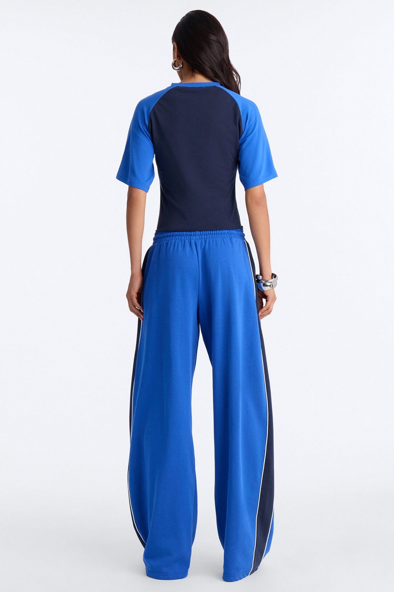 Iconic Player Cut Out Fringed Pant Set - Blue/combo