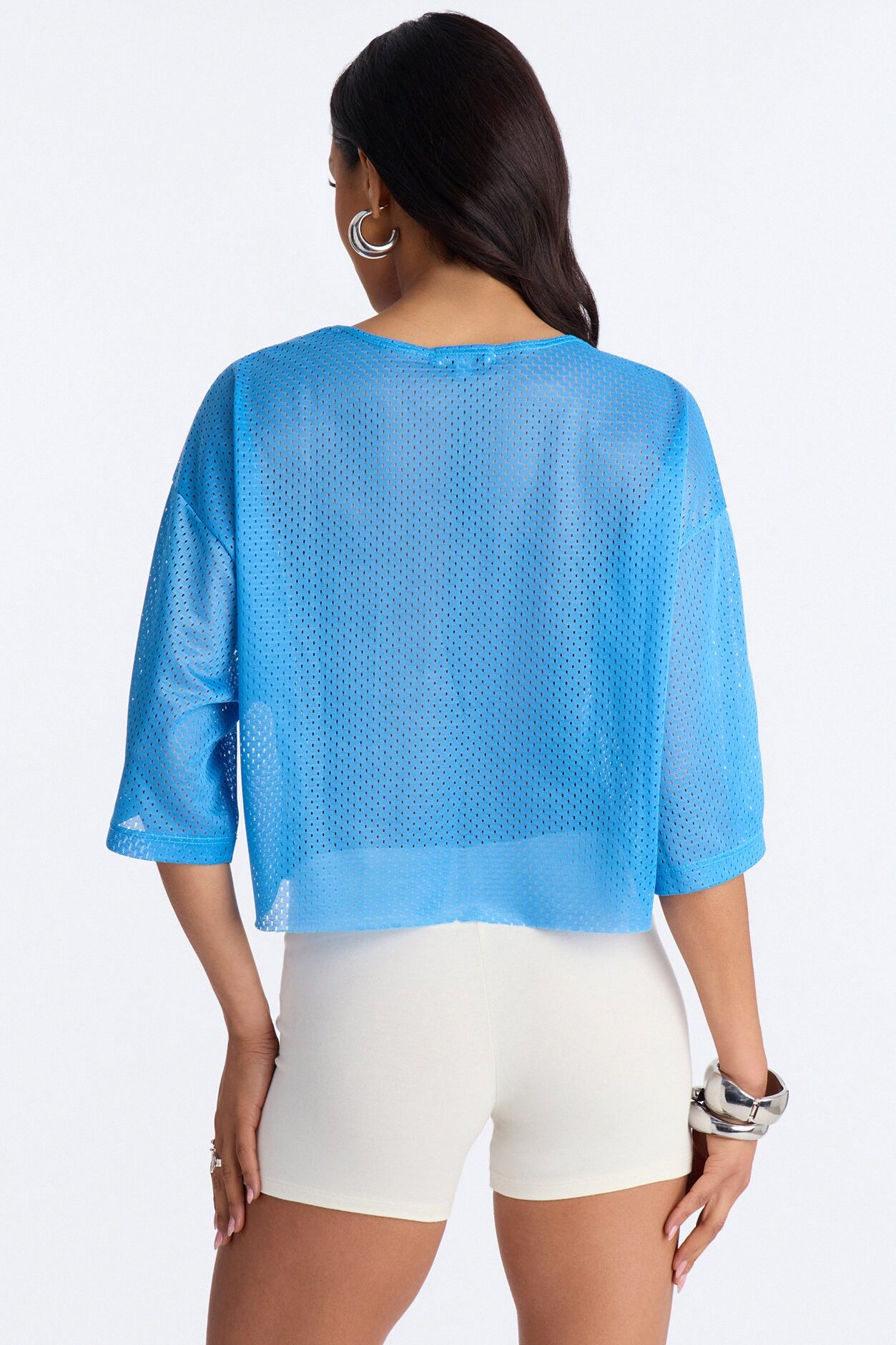 Argentina Lace Cropped Jersey - Light Blue