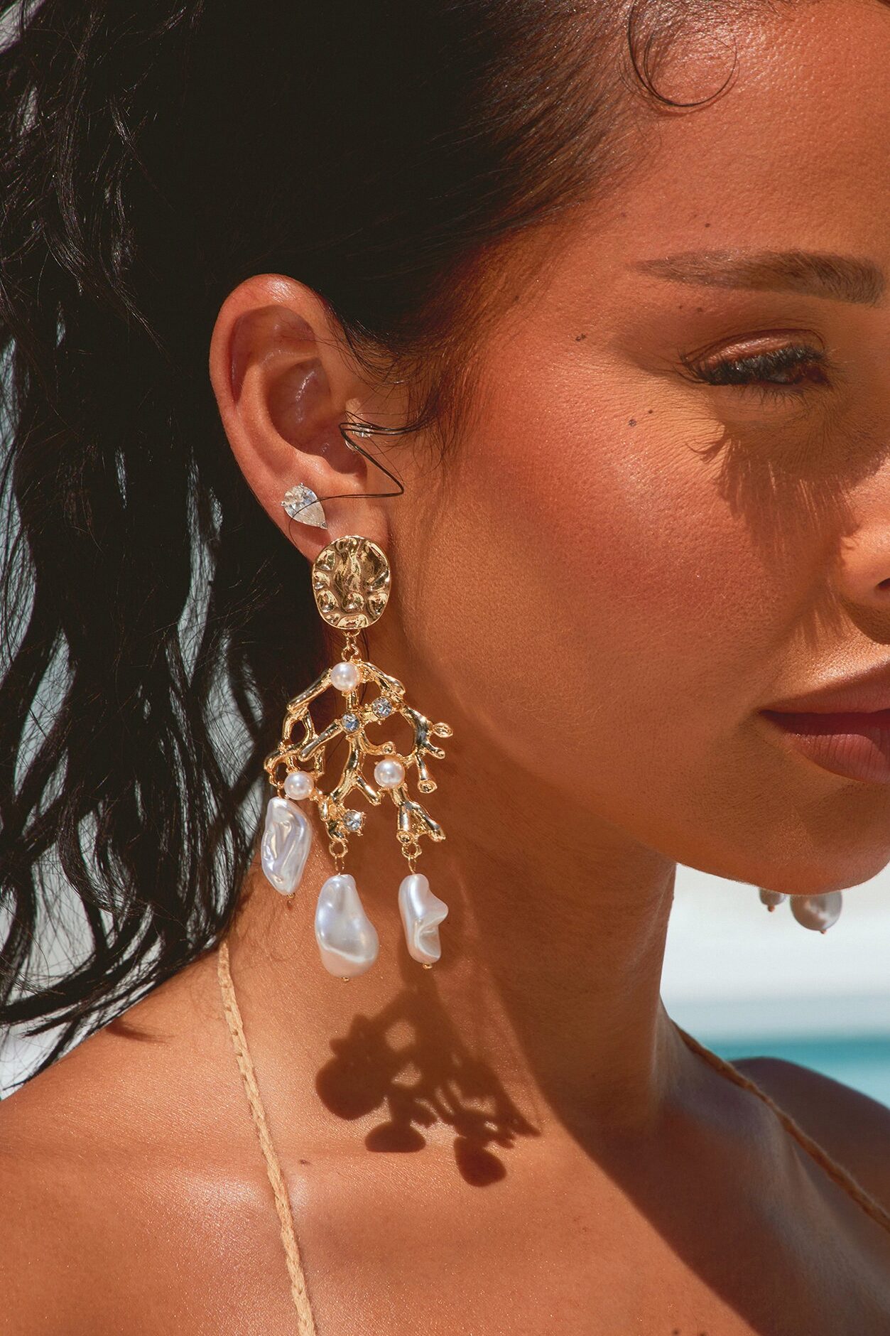 Oceanic Reef Drop Earrings - Gold