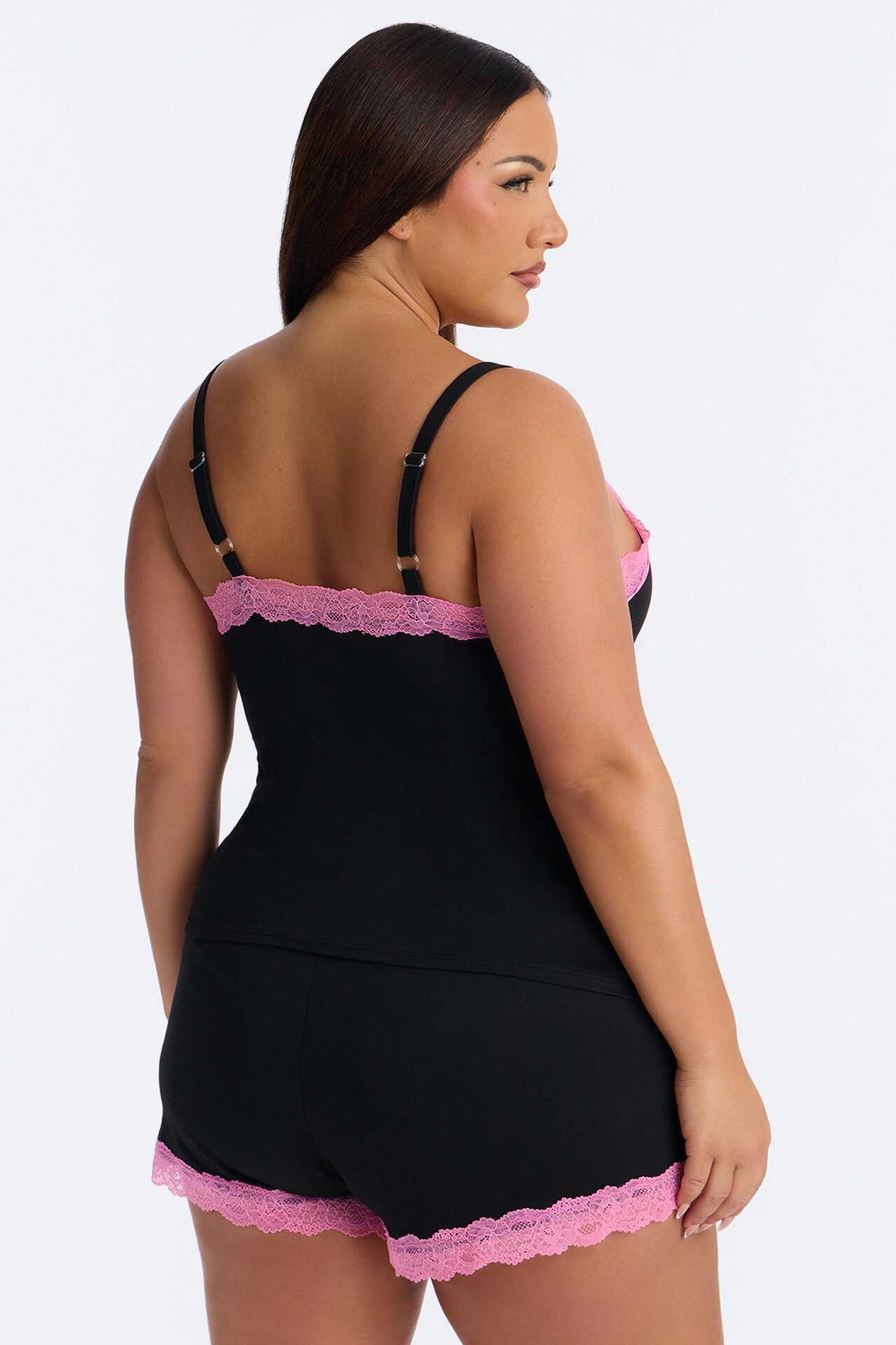 Lay Me Down Cami PJ Short Set - Black/Pink