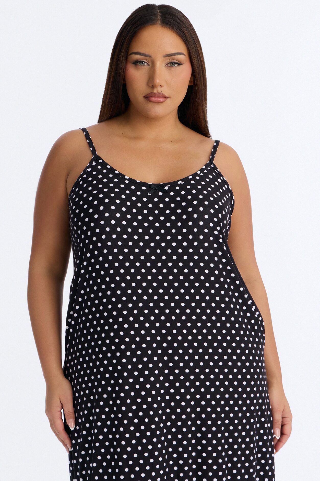 Dotted Desire Ruffle PJ Sleep Dress - Black/White