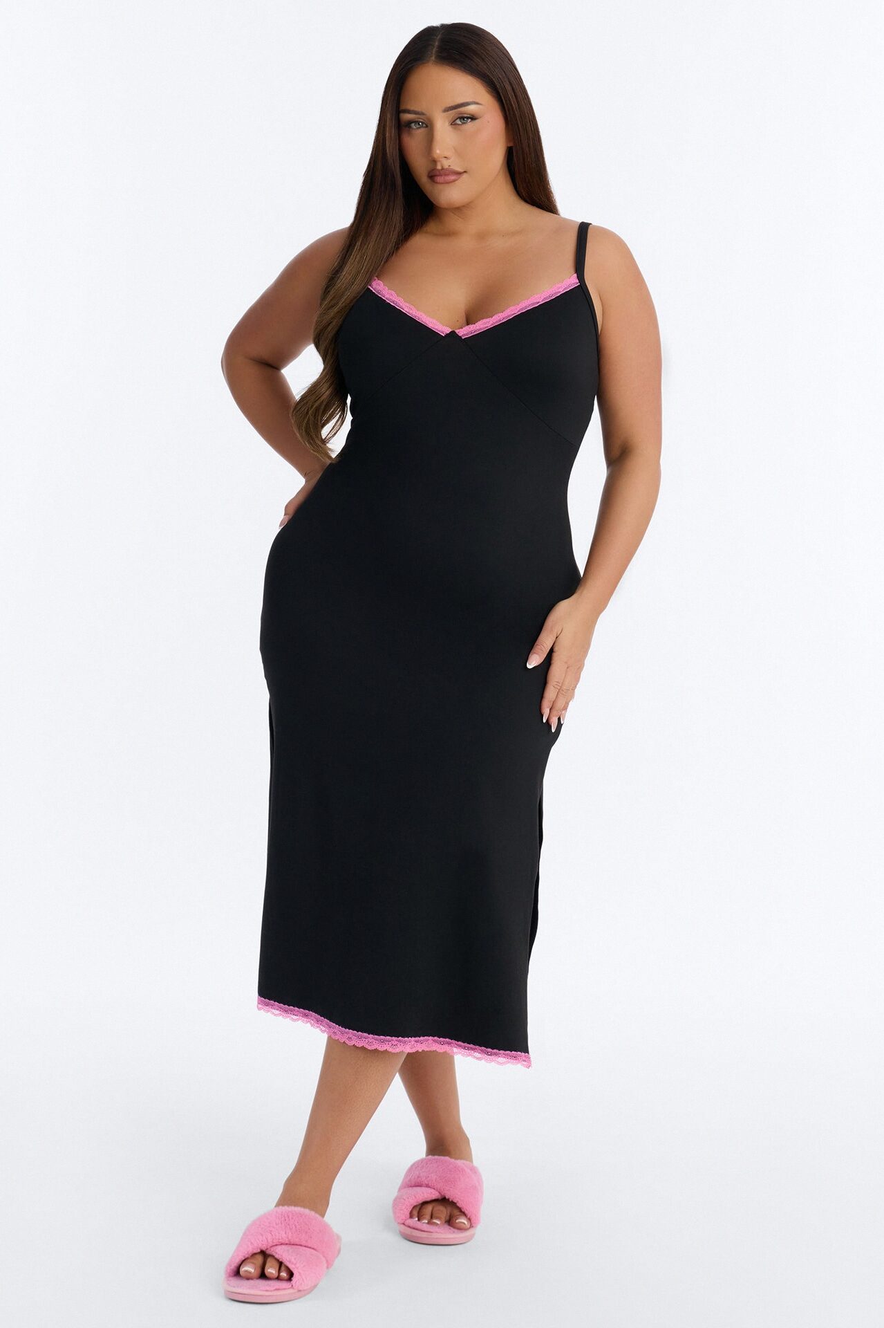 Rest Like Royalty PJ Cami Midi Sleep Dress - Black