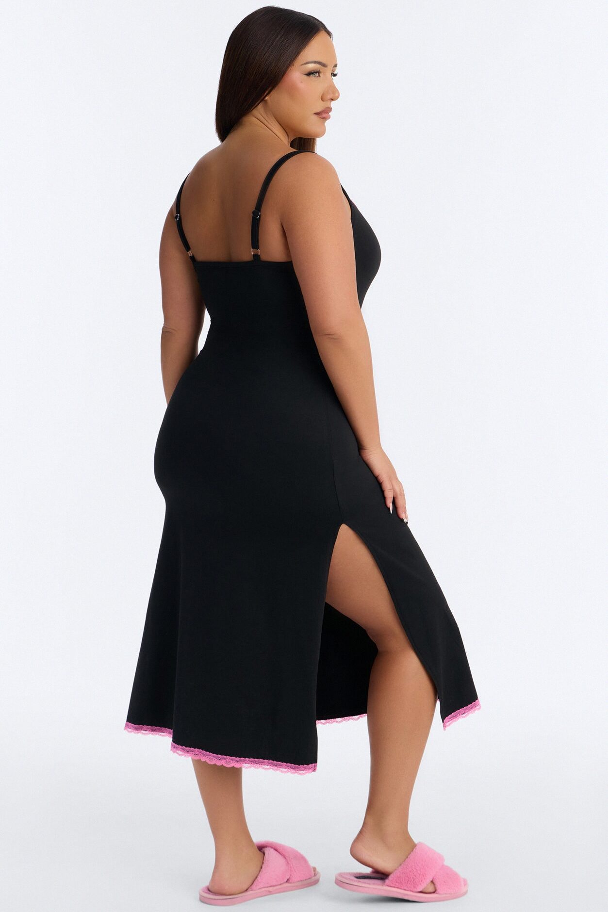 Rest Like Royalty PJ Cami Midi Sleep Dress - Black