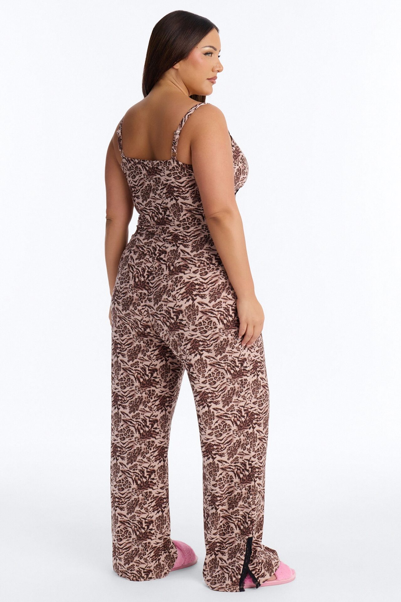Dreamy And Chic Cami PJ Pant Set - Brown/combo