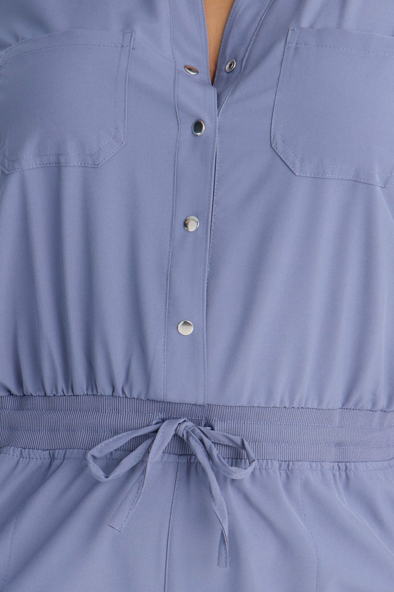 In Unison Uniform Jogger Scrub Jumpsuit With Snaps - Blue