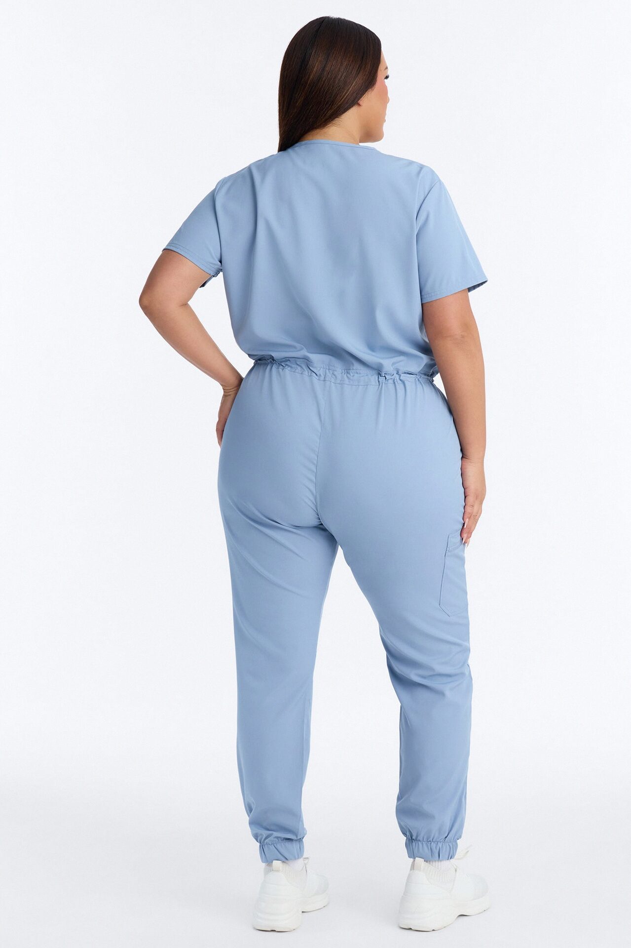 Prime Care Belted Uniform Scrub Jumpsuit - Dusty Blue