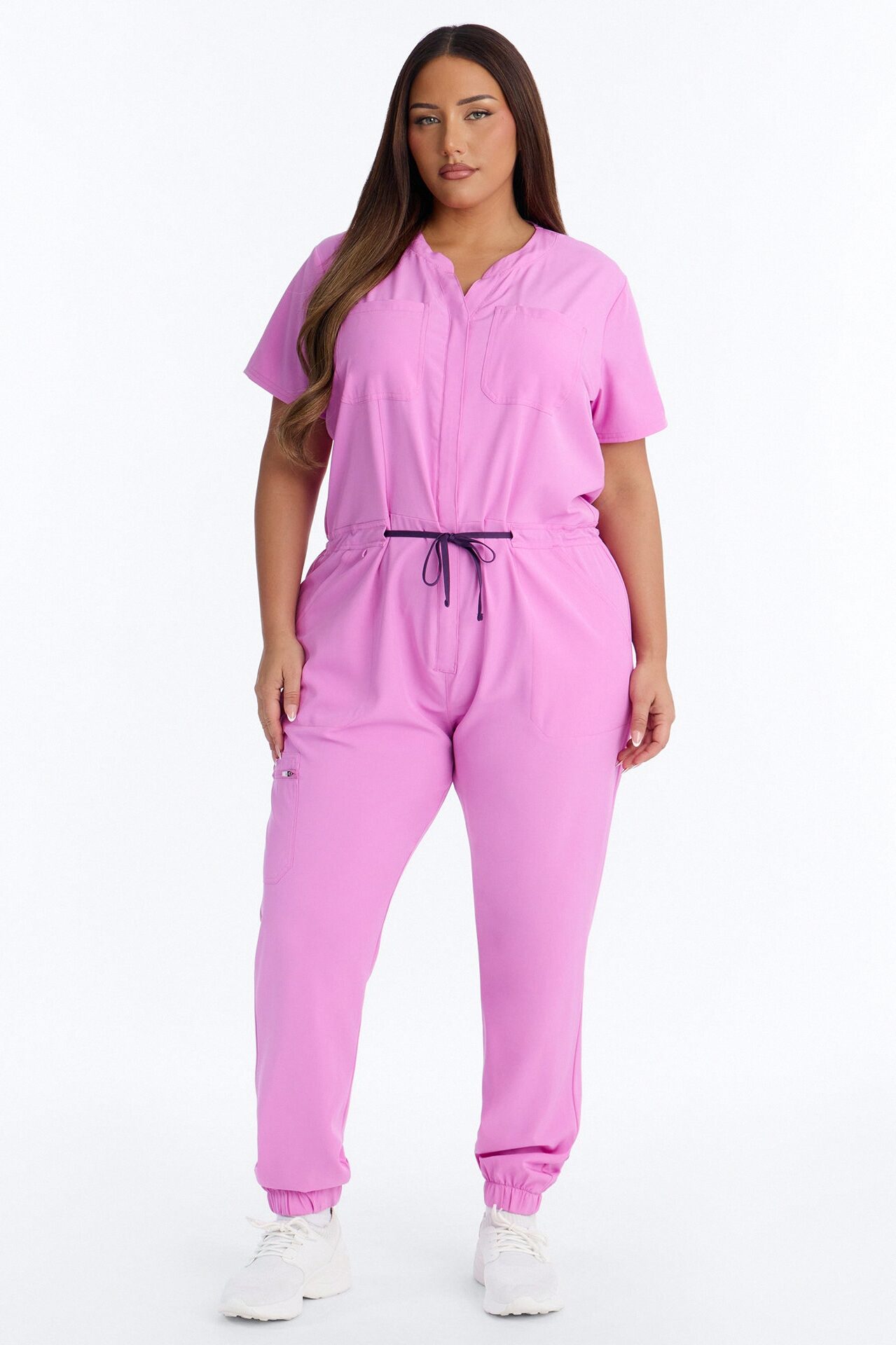 Prime Care Belted Uniform Scrub Jumpsuit - Pink