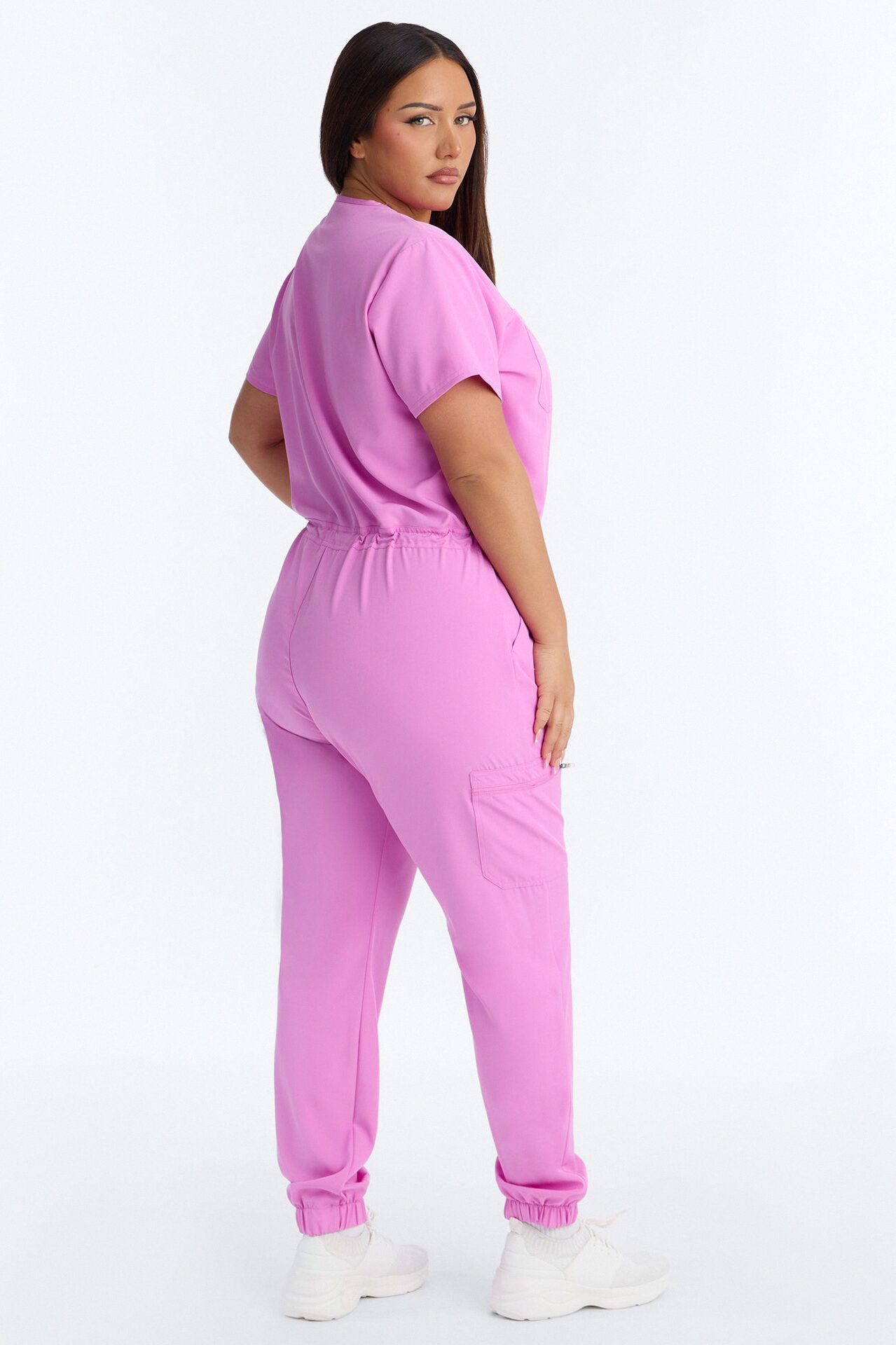 Prime Care Belted Uniform Scrub Jumpsuit - Pink