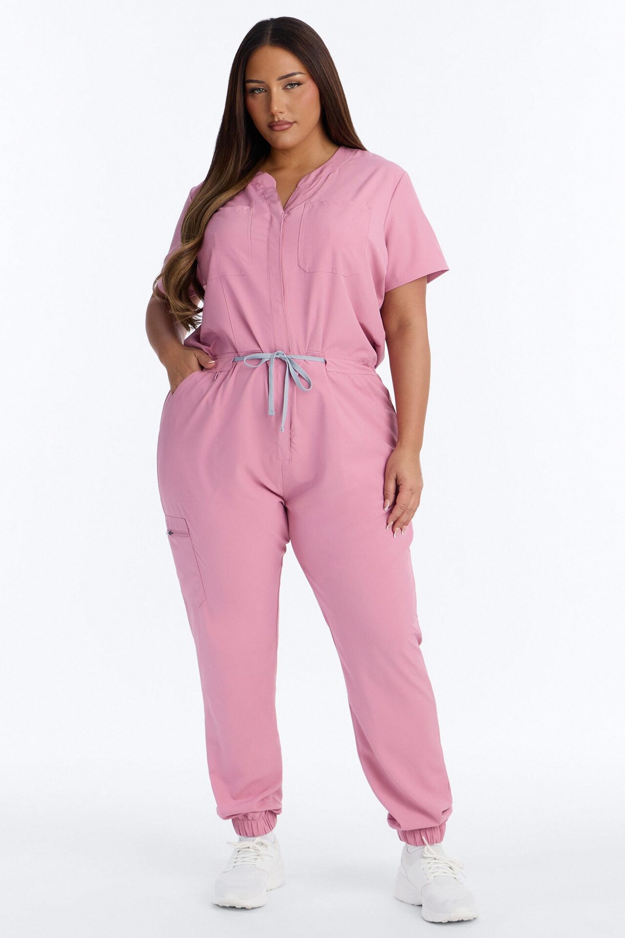 Prime Care Belted Uniform Scrub Jumpsuit - Mauve